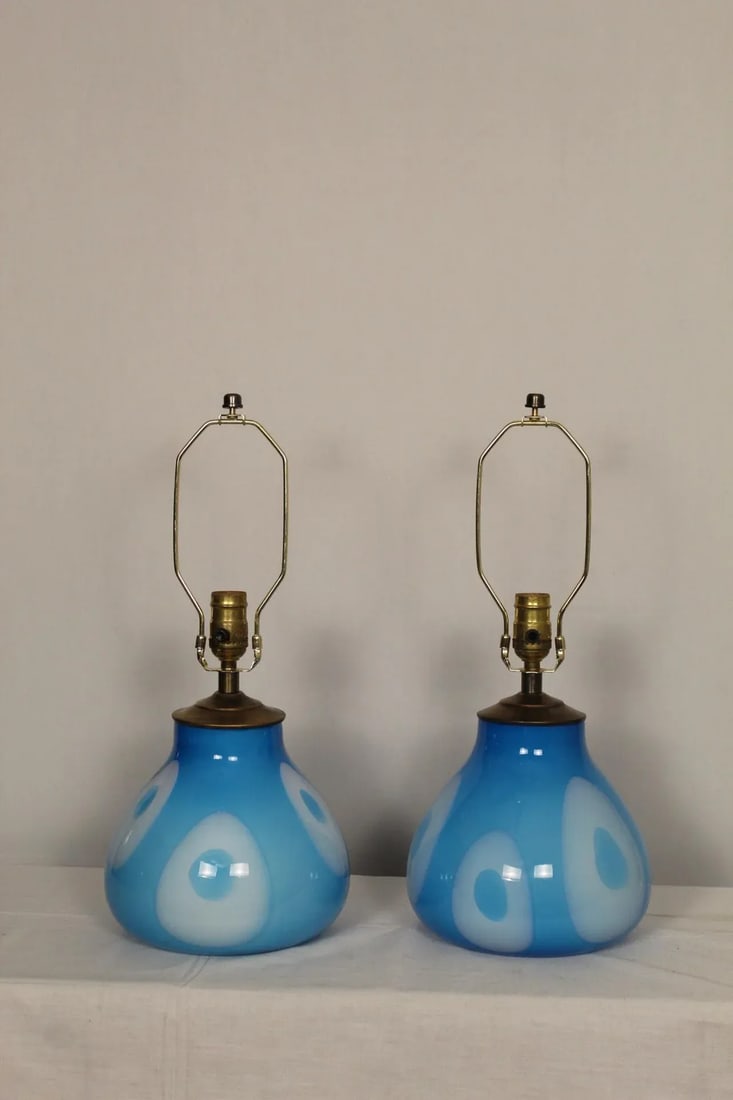 Mid 20th Century Mezza Influence Murano Lamps - a Pair - 2