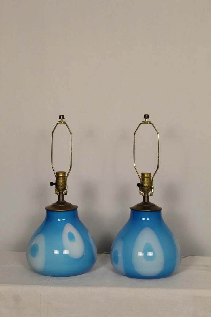 Mid 20th Century Mezza Influence Murano Lamps - a Pair - 4
