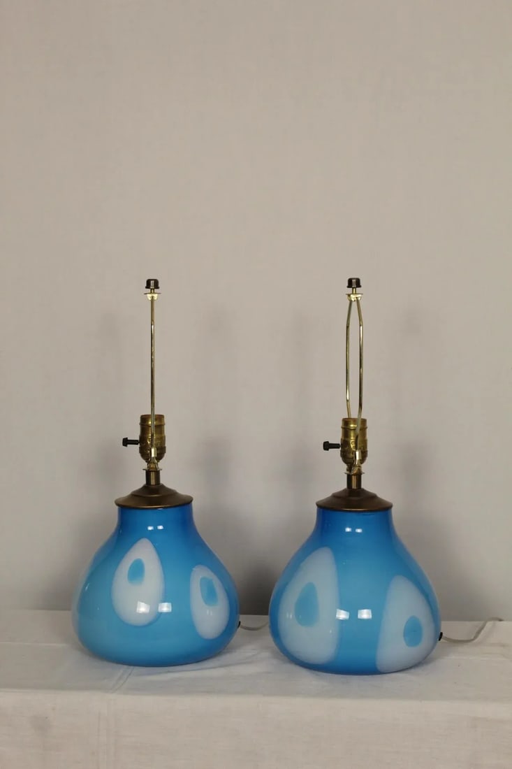 Mid 20th Century Mezza Influence Murano Lamps - a Pair - 5