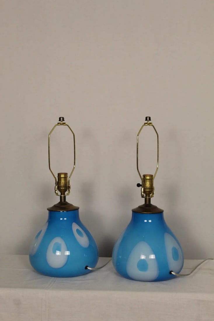 Mid 20th Century Mezza Influence Murano Lamps - a Pair - 6