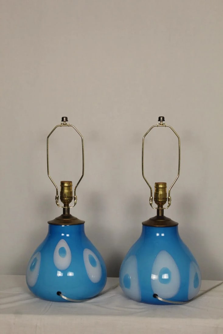 Mid 20th Century Mezza Influence Murano Lamps - a Pair - 7