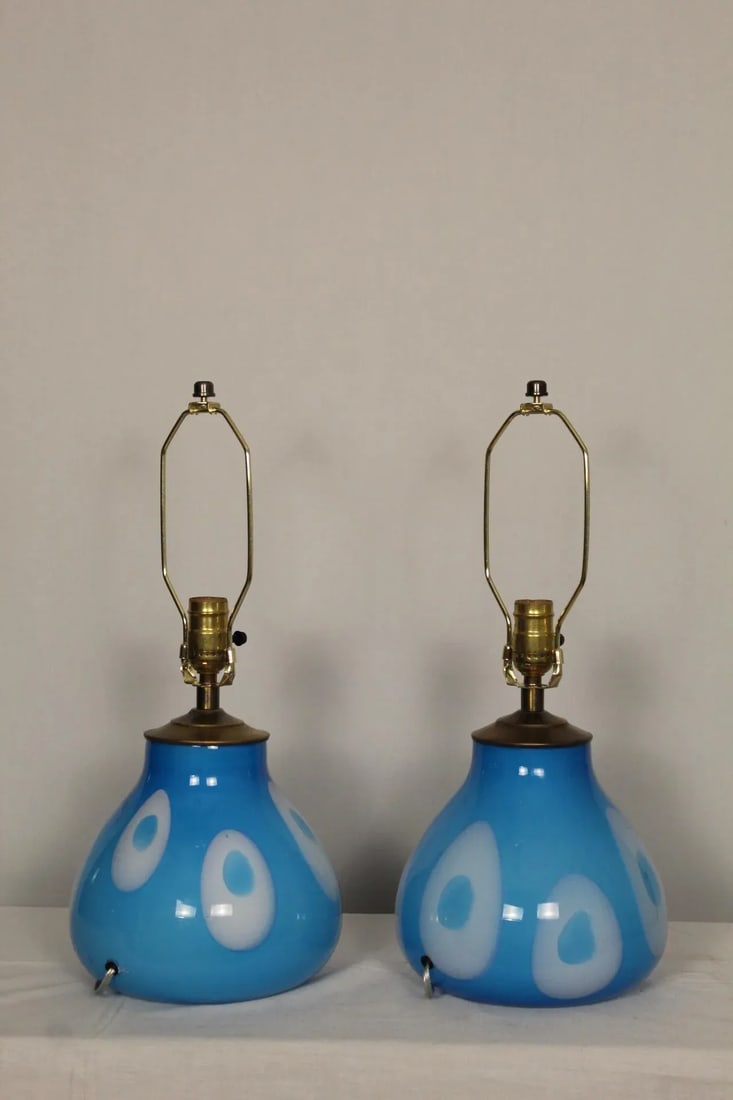 Mid 20th Century Mezza Influence Murano Lamps - a Pair - 8