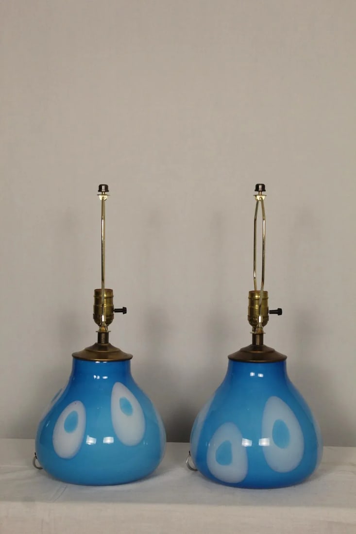 Mid 20th Century Mezza Influence Murano Lamps - a Pair - 9