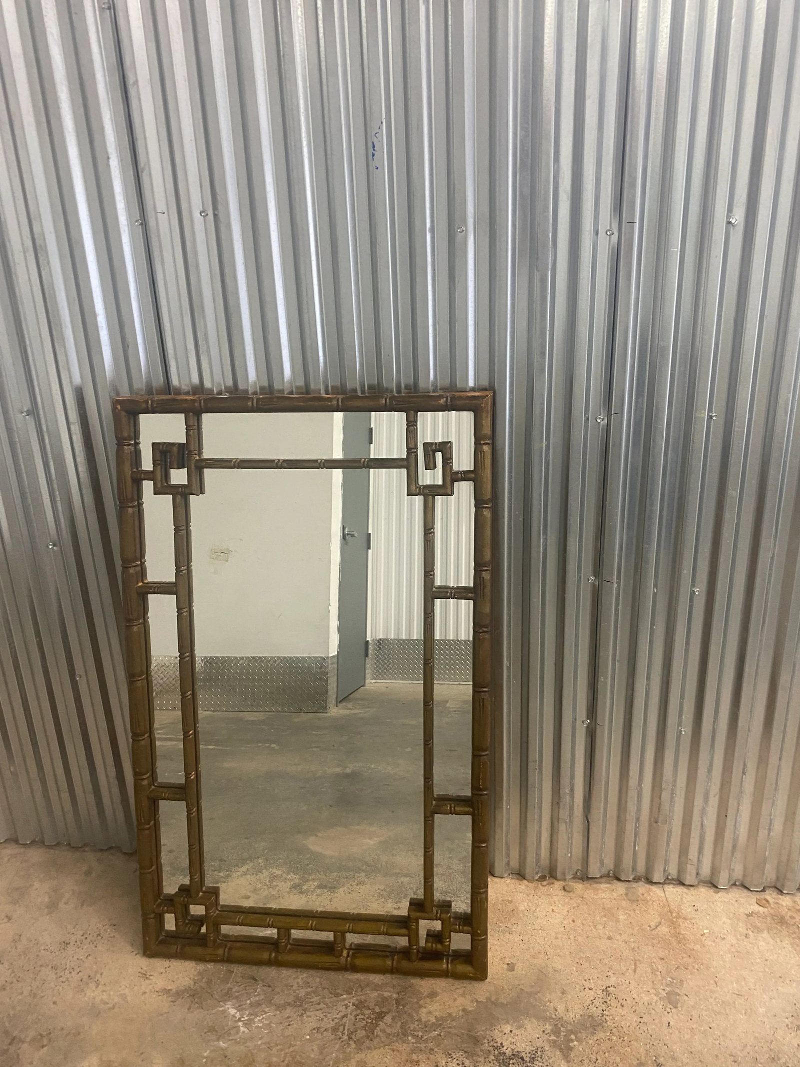 1960s Hollywood Regency Greek Key Faux Bamboo Wall Mirror - 12