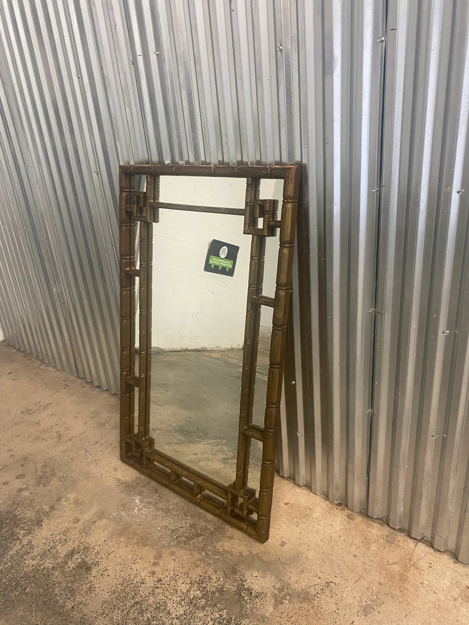 1960s Hollywood Regency Greek Key Faux Bamboo Wall Mirror - 2