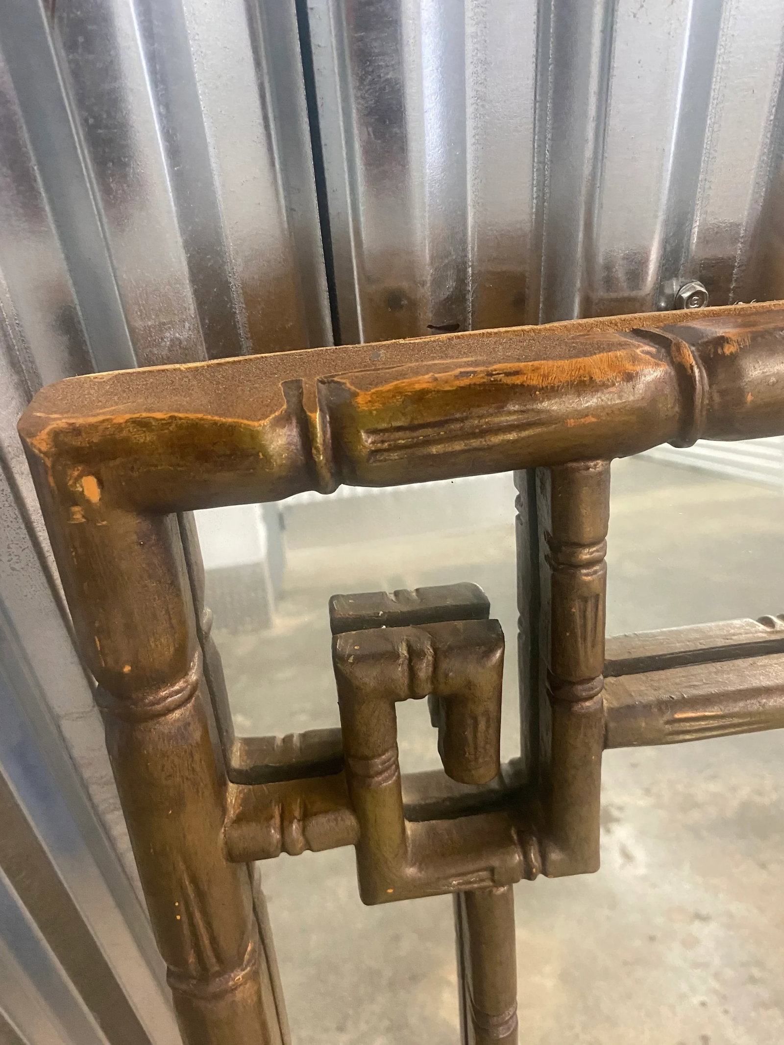 1960s Hollywood Regency Greek Key Faux Bamboo Wall Mirror - 4