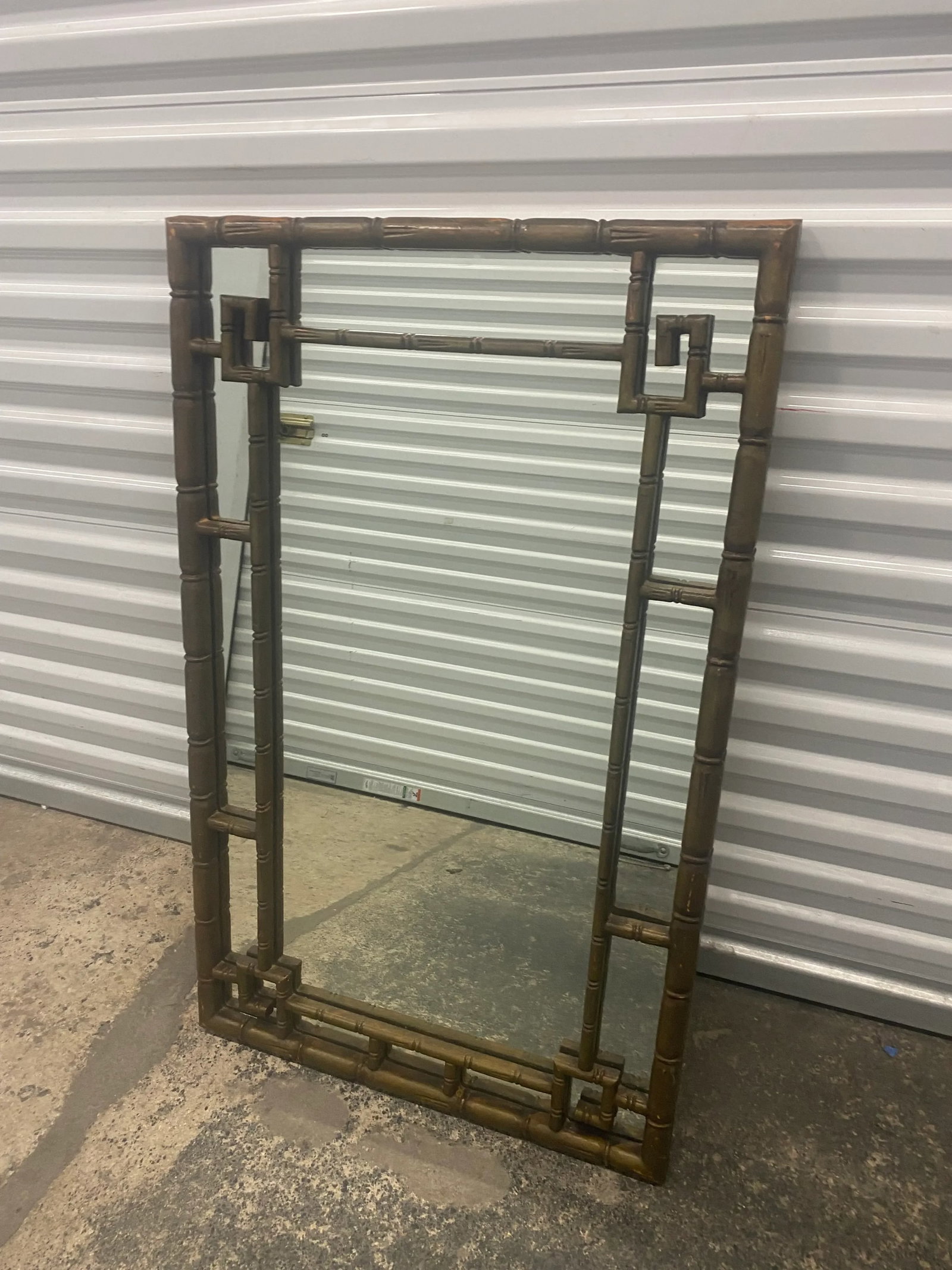 1960s Hollywood Regency Greek Key Faux Bamboo Wall Mirror - 5
