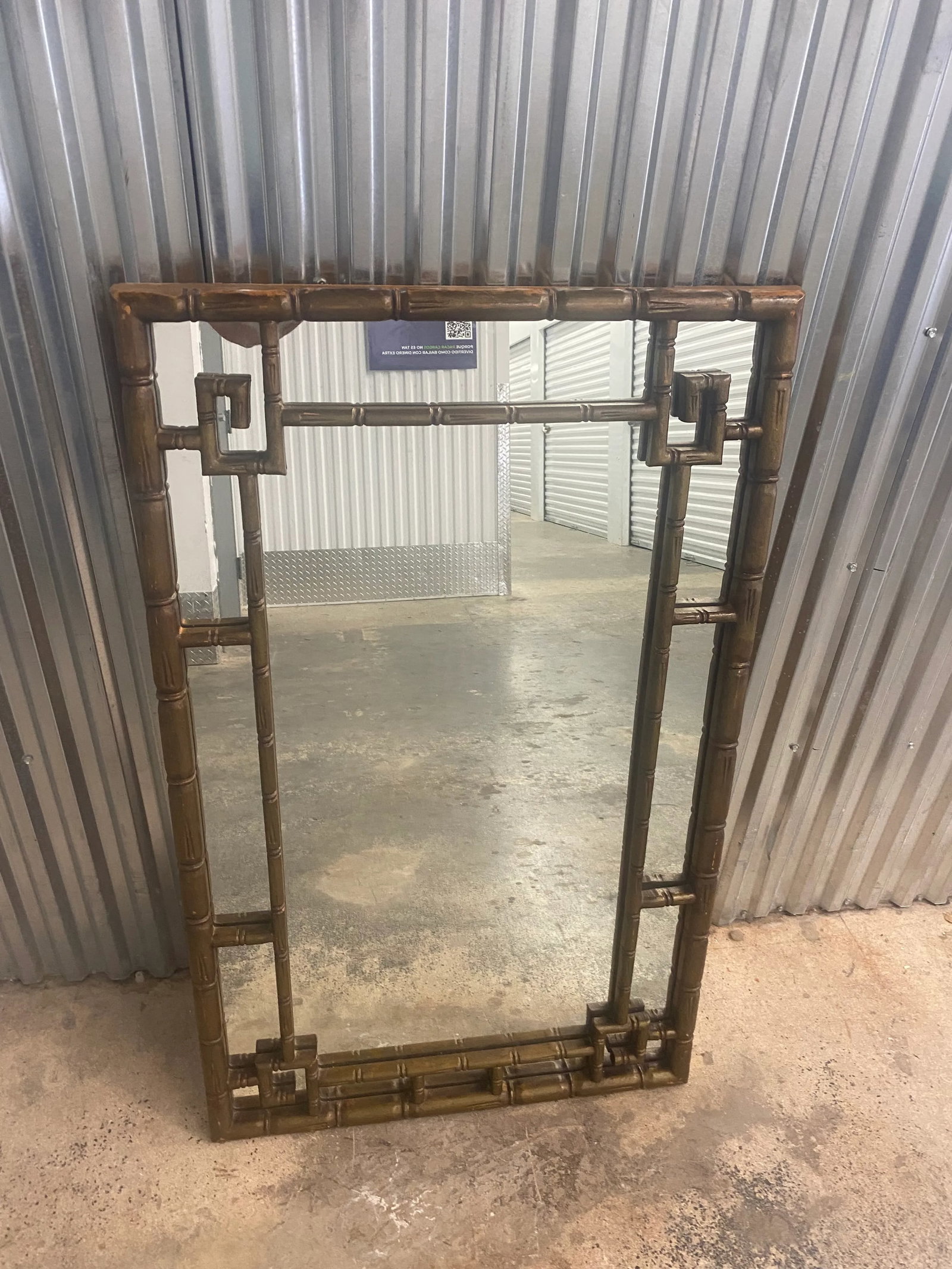1960s Hollywood Regency Greek Key Faux Bamboo Wall Mirror - 6