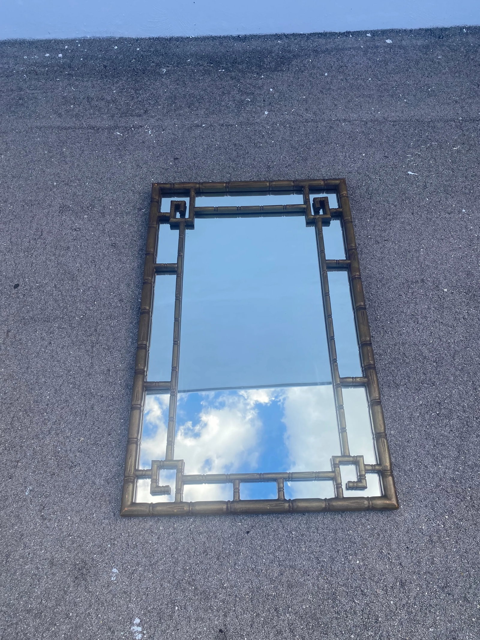 1960s Hollywood Regency Greek Key Faux Bamboo Wall Mirror - 7