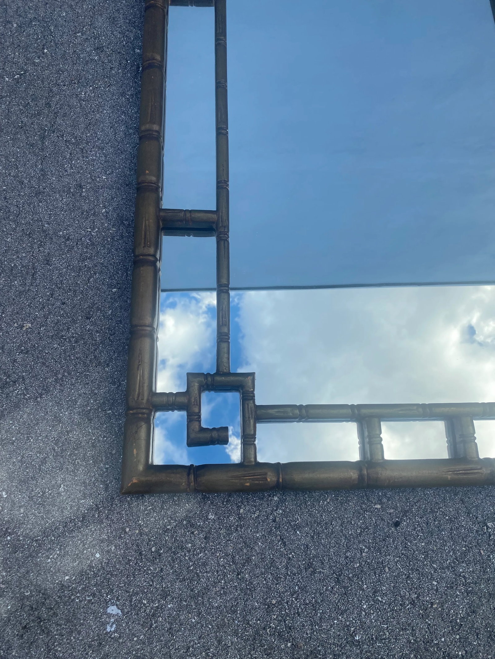 1960s Hollywood Regency Greek Key Faux Bamboo Wall Mirror - 8
