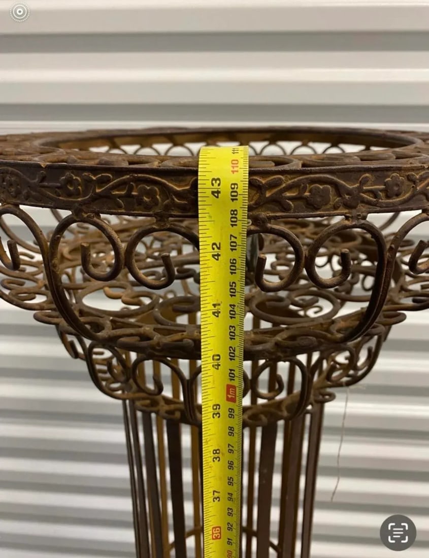 Vintage Mid Century Decorative Scrollwork Metal Plant Stand - 3