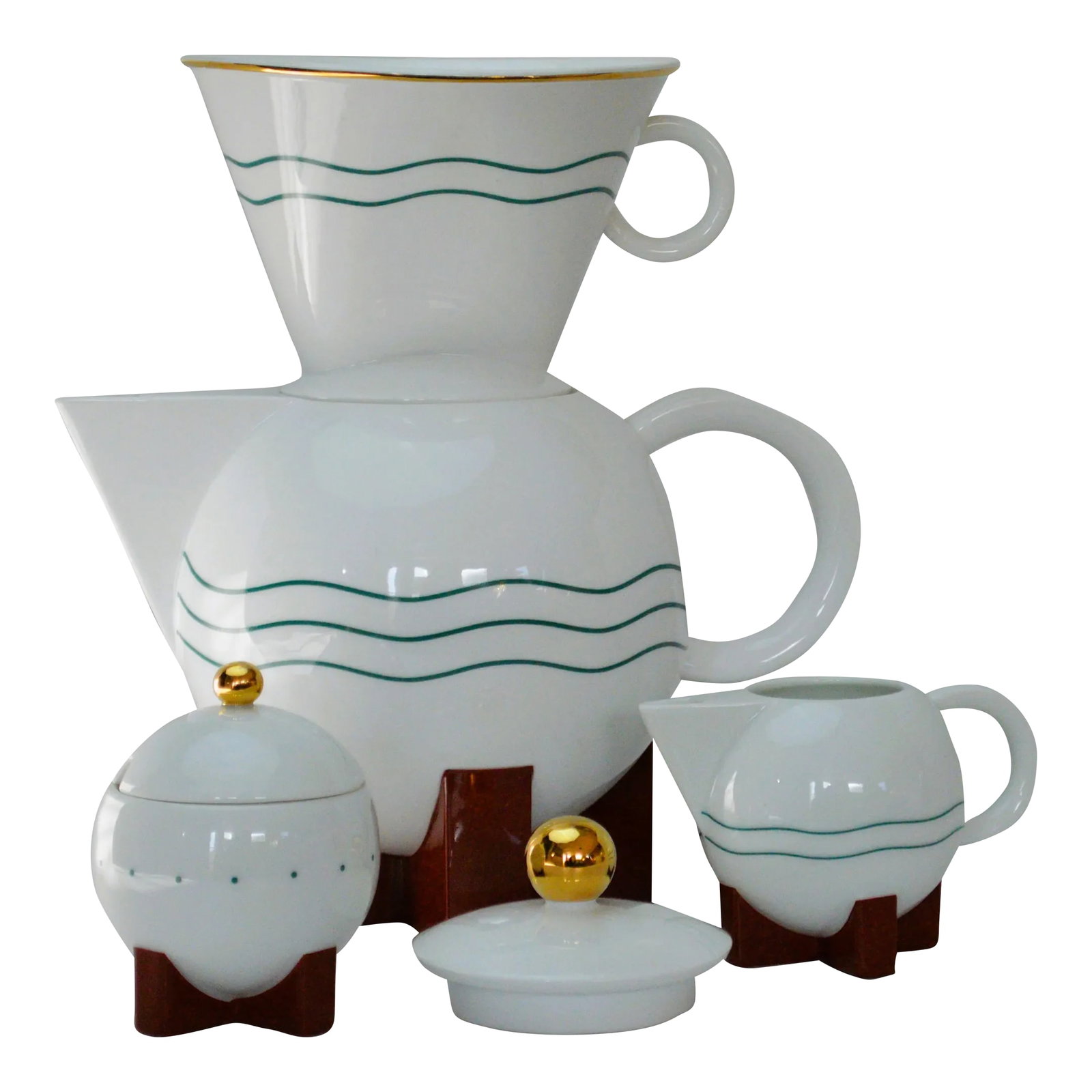 1980s Swid Powell Michael Graves Big Dripper Pour Over Coffee Pot Set- 6 Pieces (1 of 8)