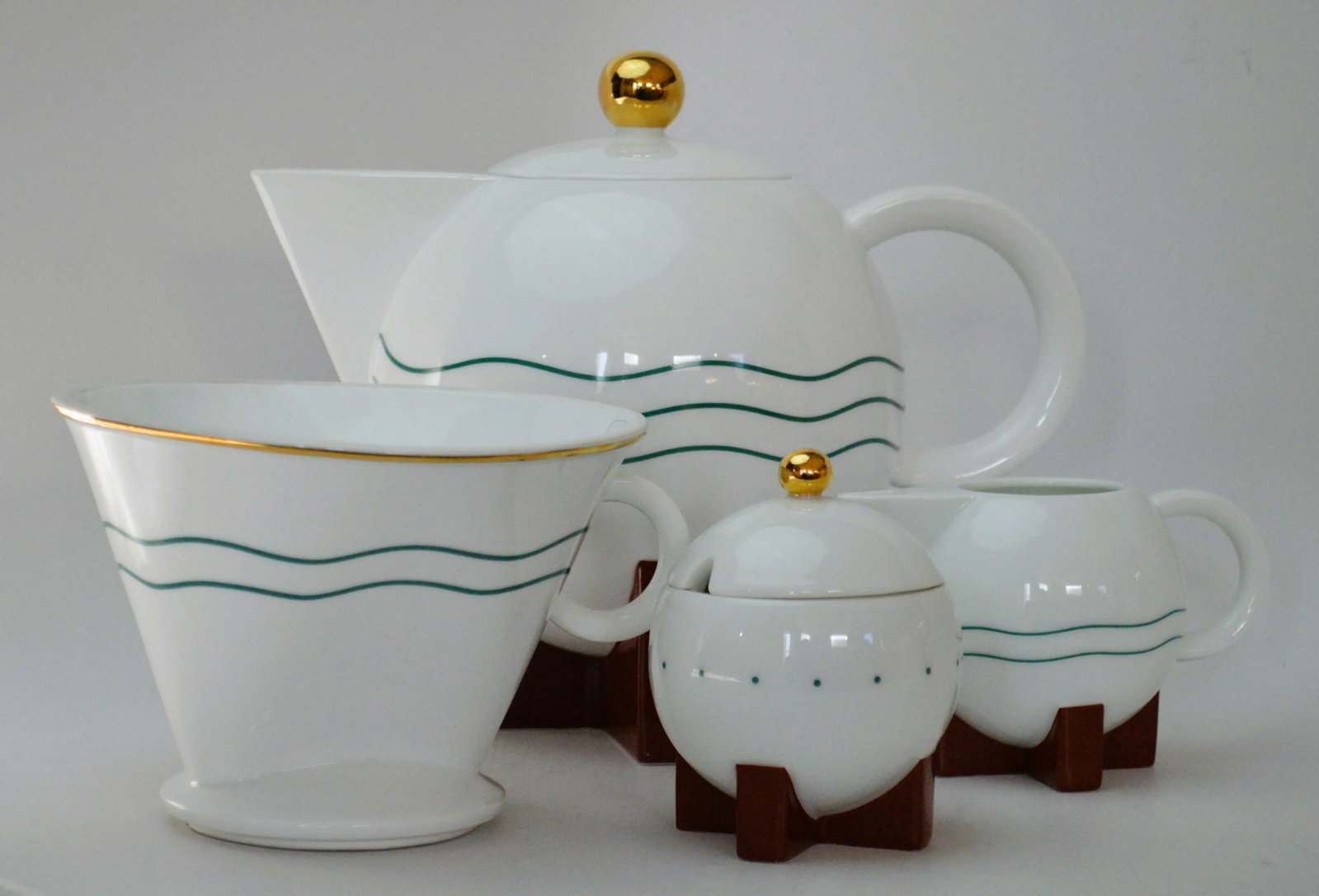 1980s Swid Powell Michael Graves Big Dripper Pour Over Coffee Pot Set- 6 Pieces - 2