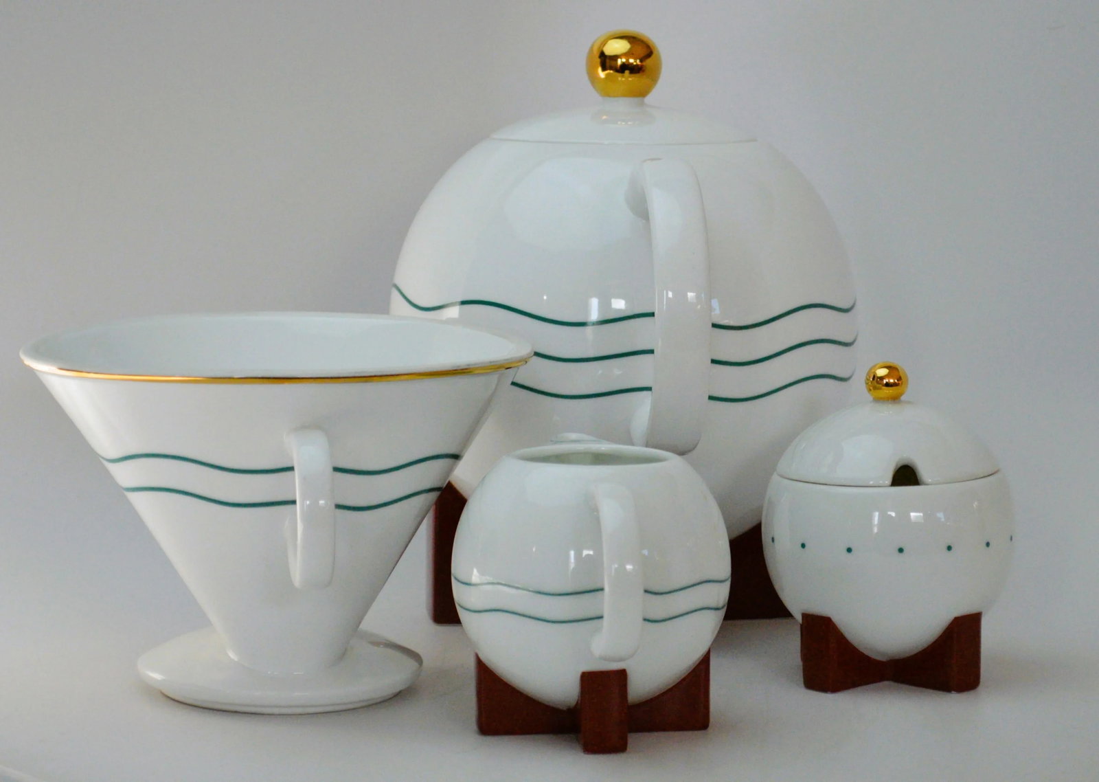 1980s Swid Powell Michael Graves Big Dripper Pour Over Coffee Pot Set- 6 Pieces - 4