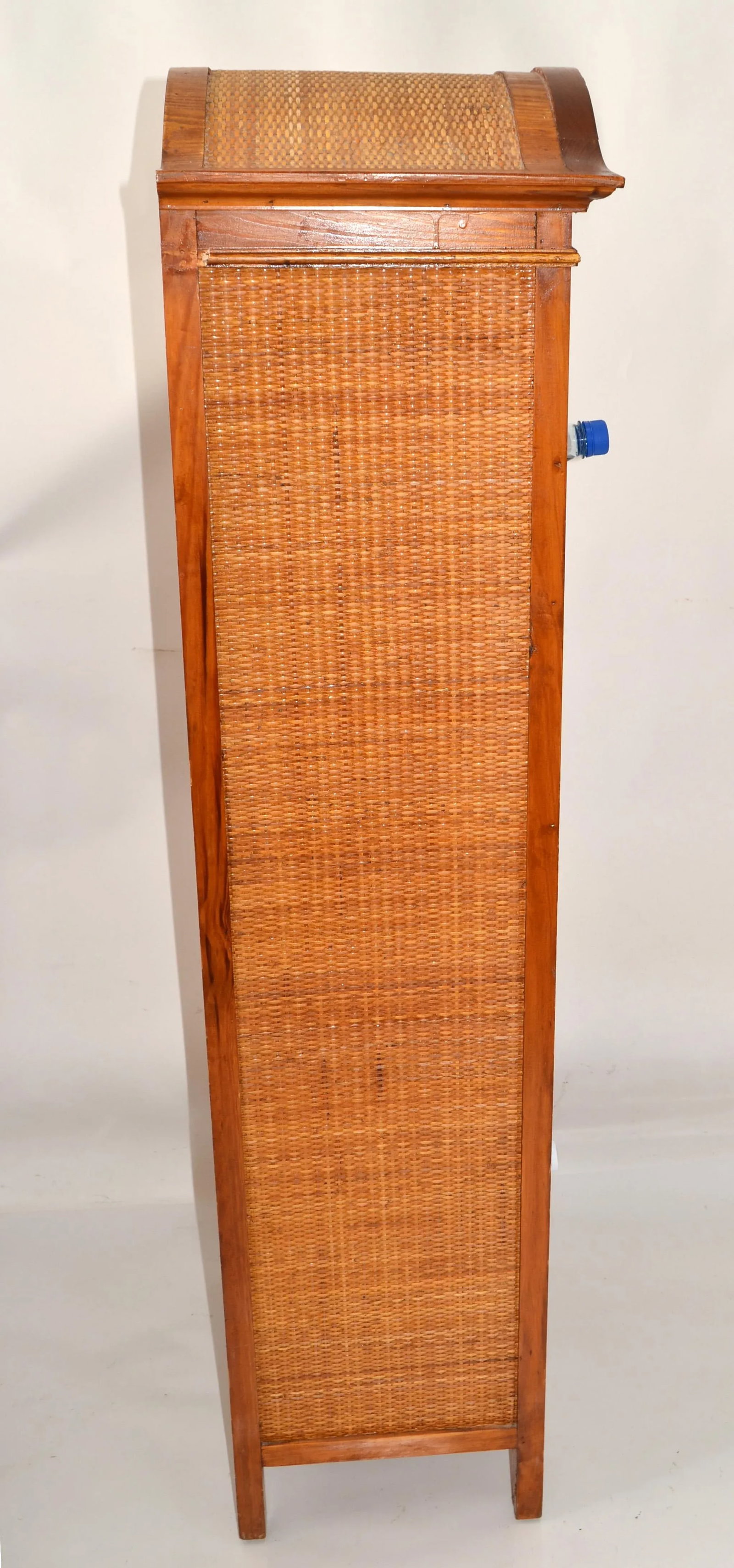 1970s Bohemian Pagoda Style Hardwood Woven Caning 24 Bottles Wine Stand Rack - 5
