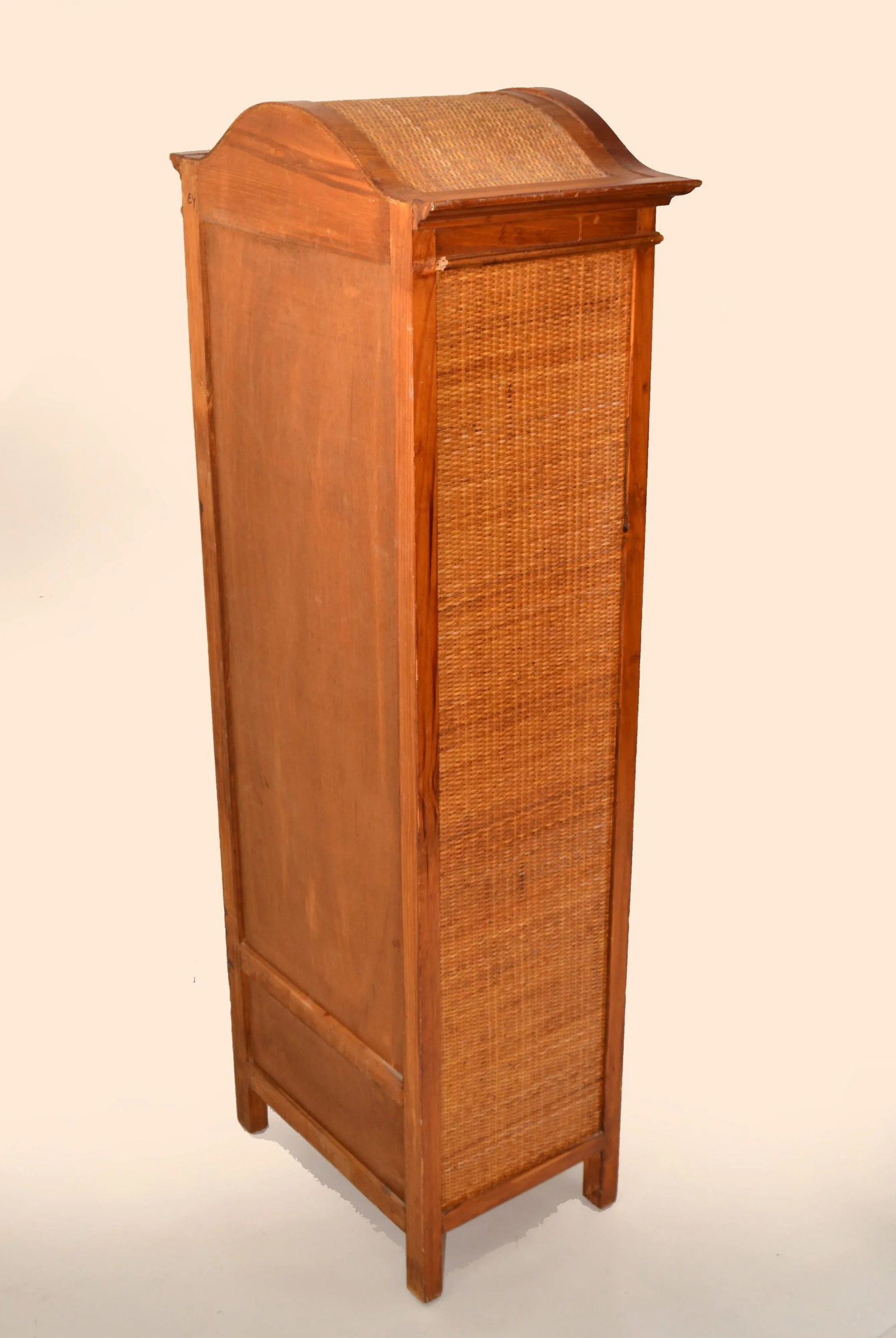 1970s Bohemian Pagoda Style Hardwood Woven Caning 24 Bottles Wine Stand Rack - 8