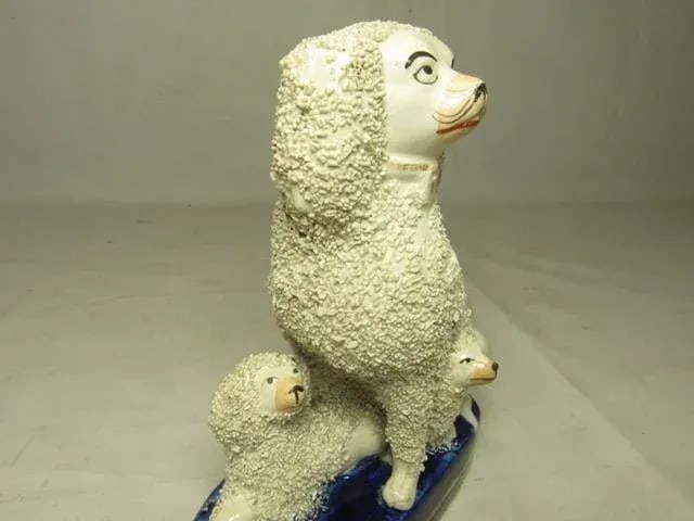 Antique Staffordshire Poodle Group - 2