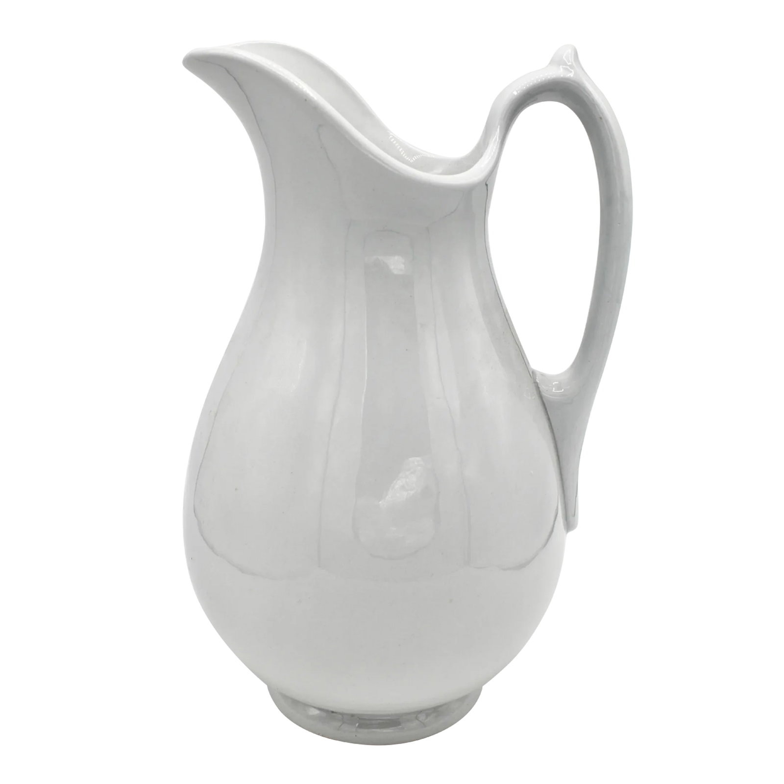 Antique English White Ironstone Ceramic Pitcher: A lovely white Ironstone pitcher by Wedgwood, circa 1920. This is such a charming, lustrous pitcher that is a nice bright white color and large size. 12 inches tall, excellent condition Condition: