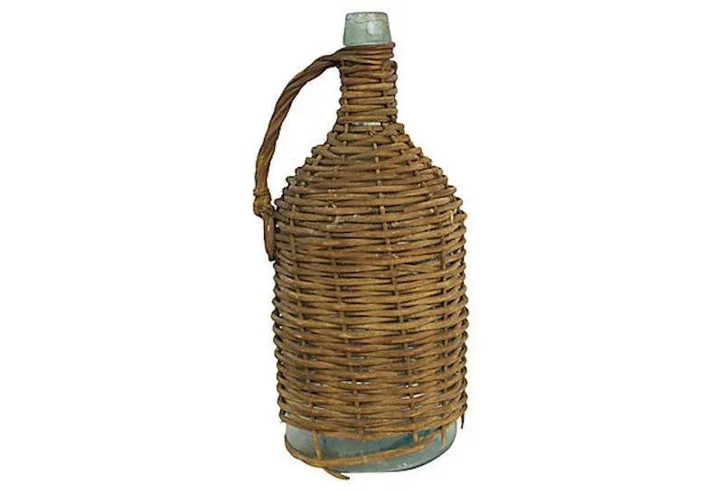 Antique French Woven Glass Demijohnn - 2