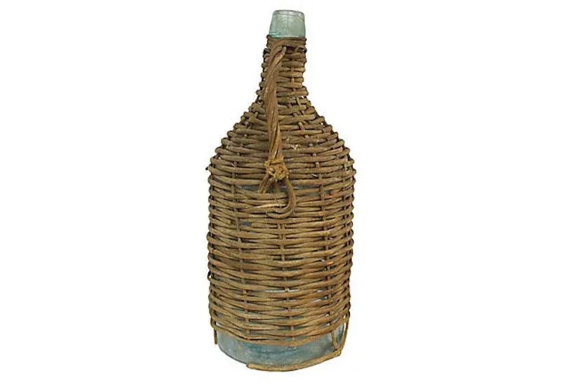 Antique French Woven Glass Demijohnn - 3