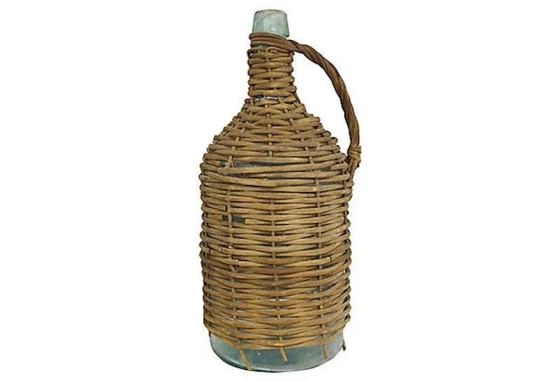 Antique French Woven Glass Demijohnn - 4