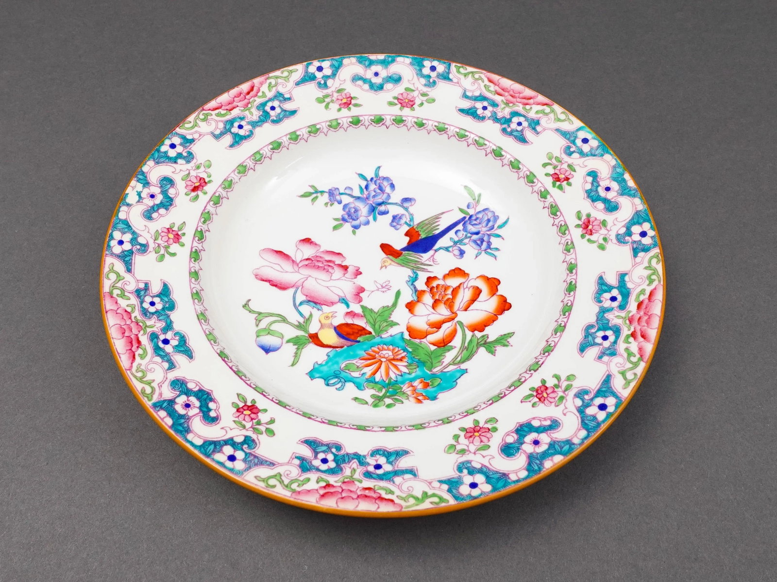 Mid 20th Century Minton England for Tiffany & Co. B894 Floral Bird Rimmed Soup Bowls- Set of 7 - 5