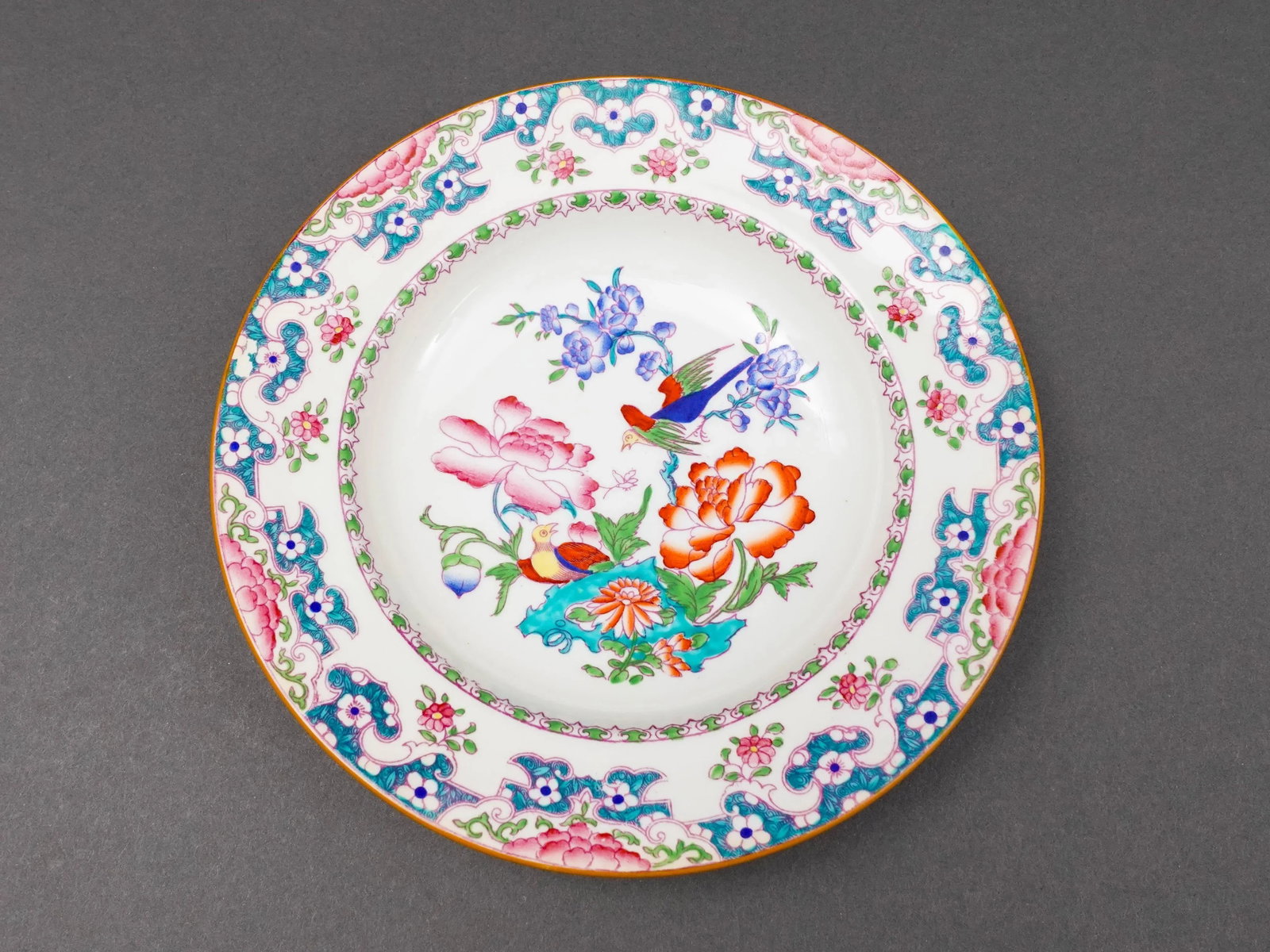 Mid 20th Century Minton England for Tiffany & Co. B894 Floral Bird Rimmed Soup Bowls- Set of 7 - 6