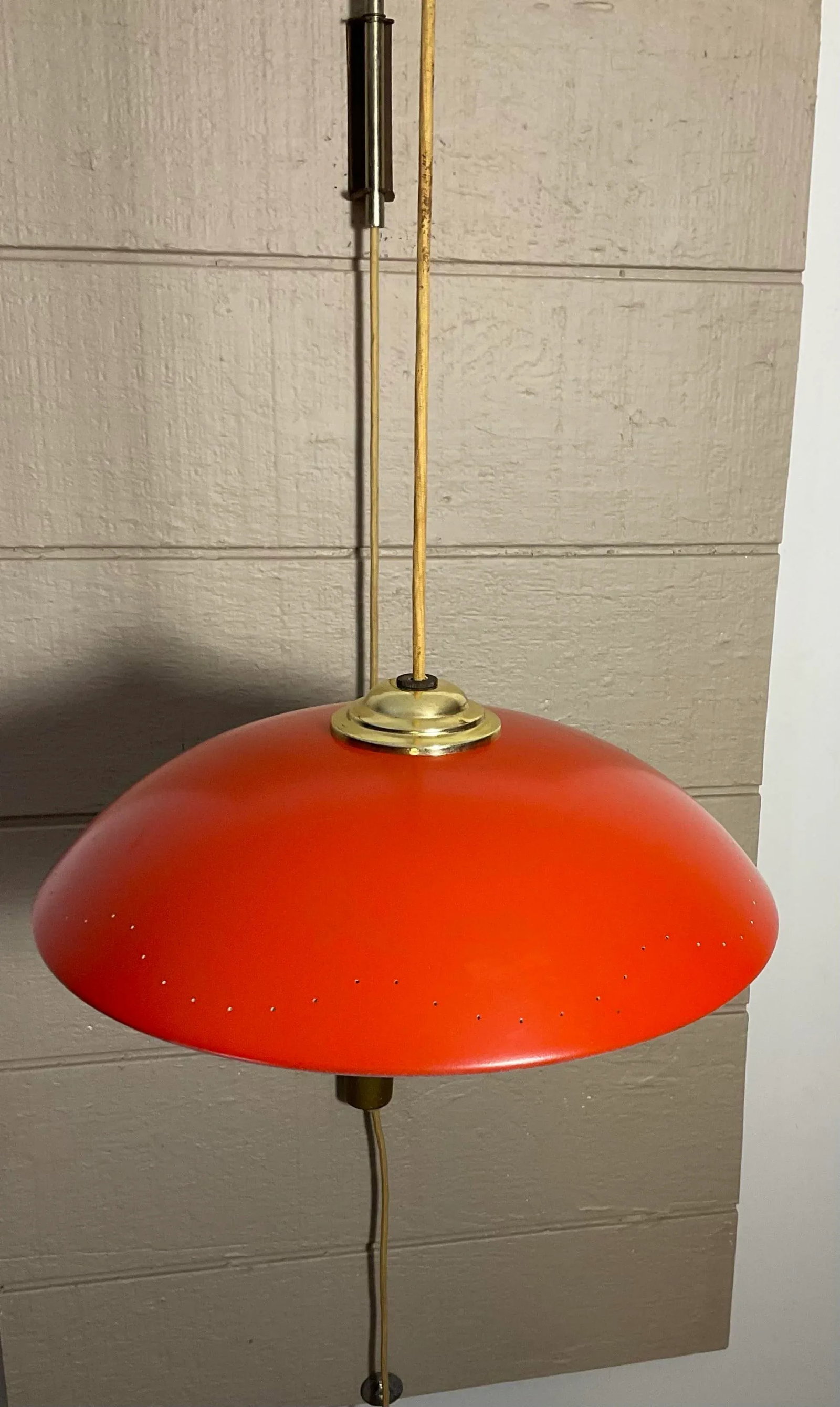 Stilnovo Vintage Telescopic Arm Wall Lamp With Perforated Red Metal Shade and Counter Weight, Circa - 5