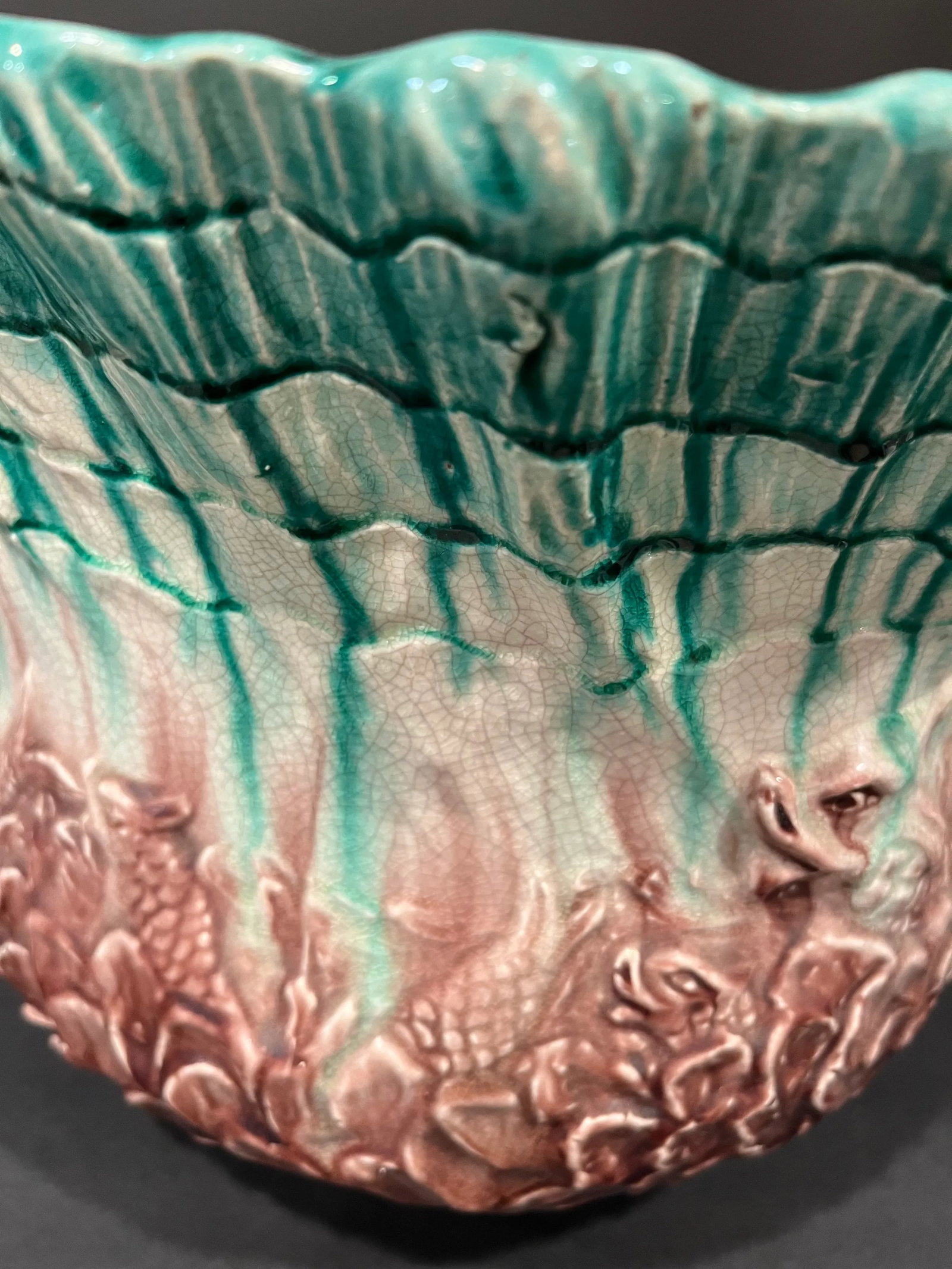 Antique Large j.b. Owens Majolica Jardiniere or Planter - 4