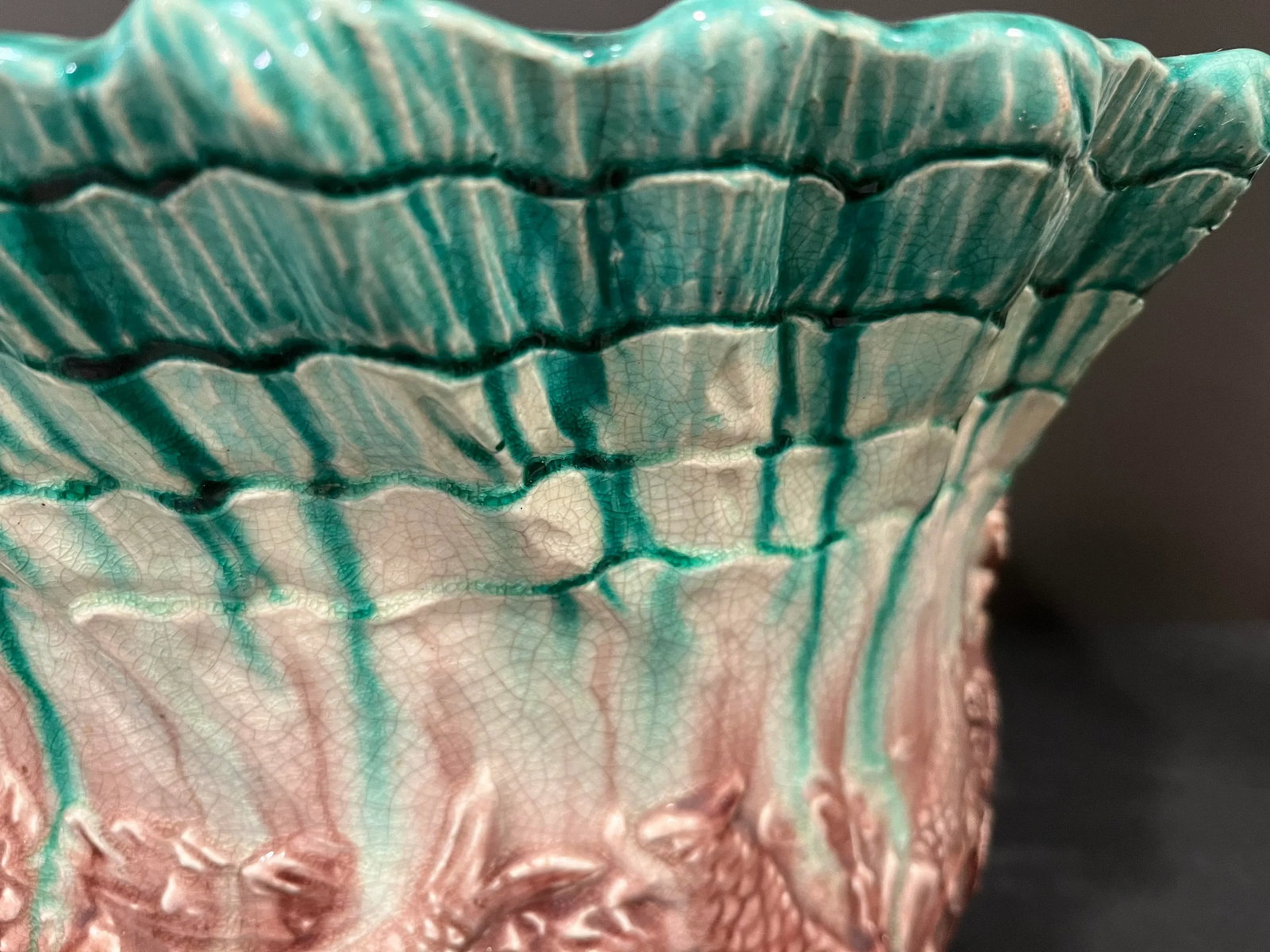 Antique Large j.b. Owens Majolica Jardiniere or Planter - 5
