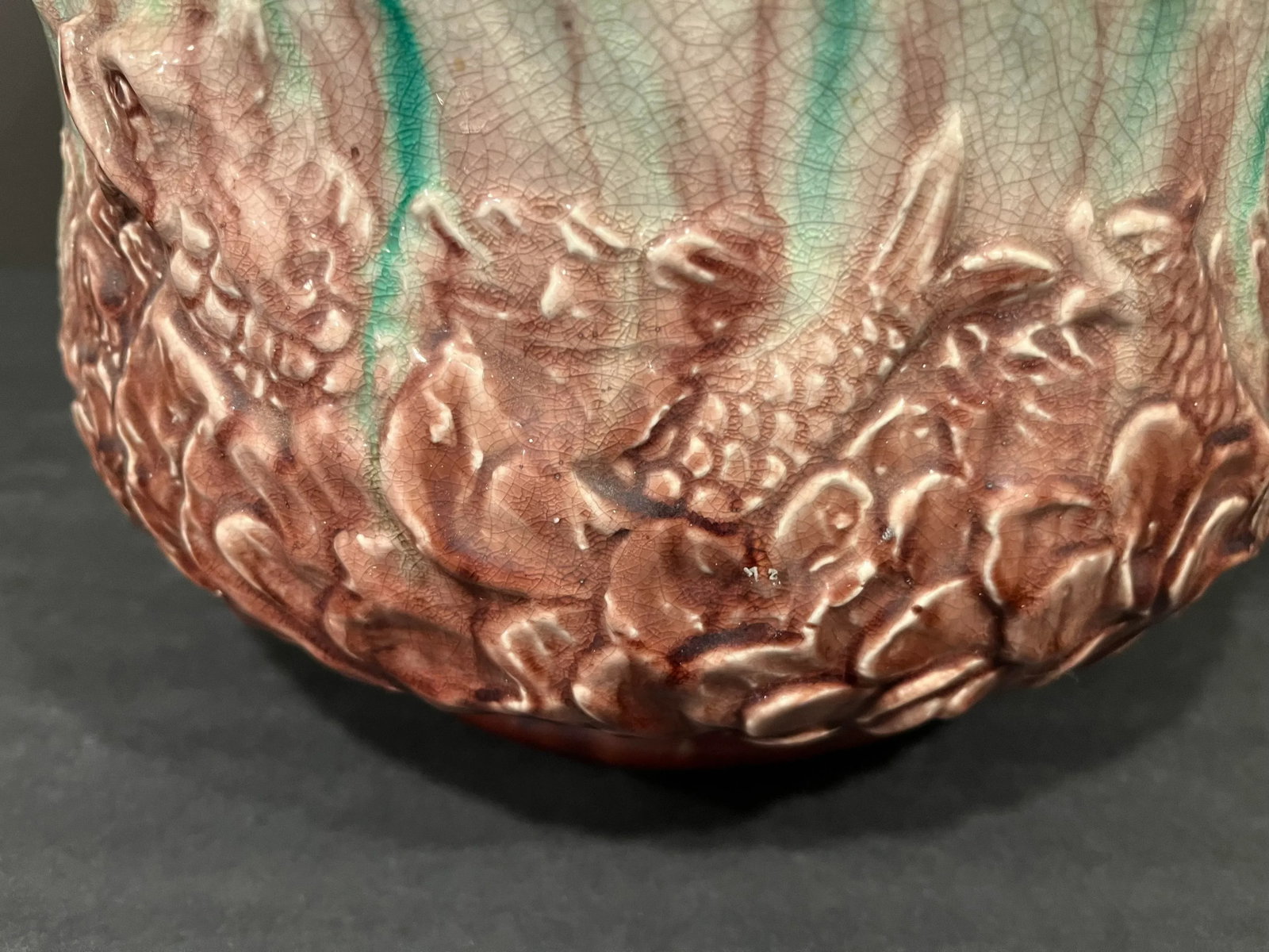 Antique Large j.b. Owens Majolica Jardiniere or Planter - 8