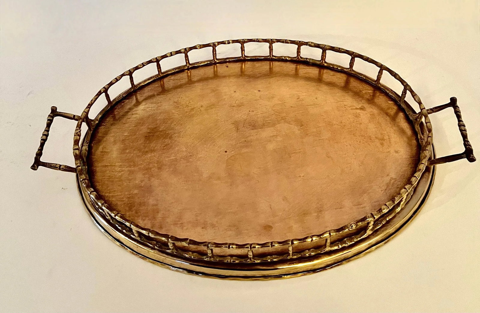 Oval Brass Bamboo Tray in the Style of Ralph Lauren - 10