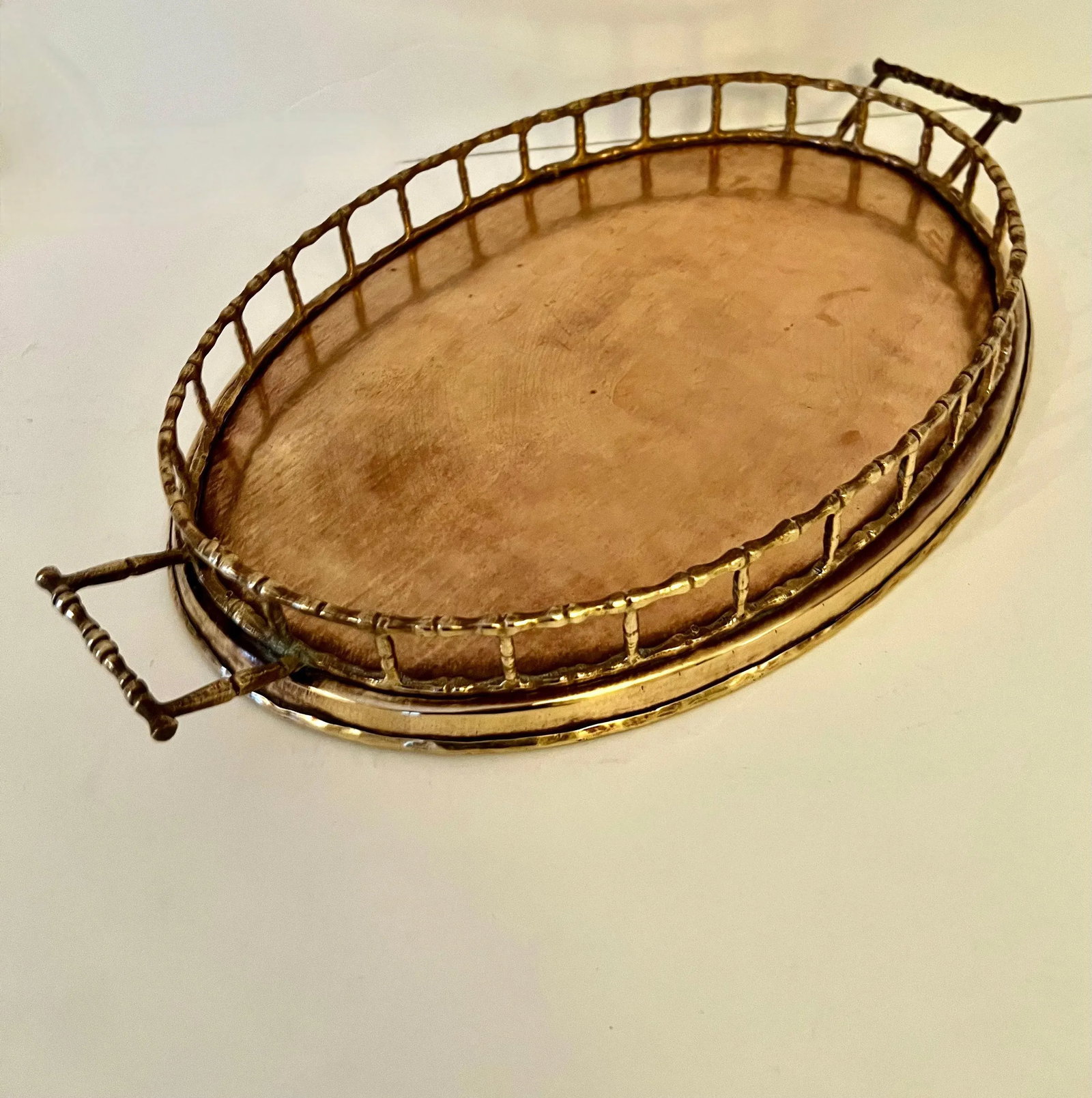 Oval Brass Bamboo Tray in the Style of Ralph Lauren - 12