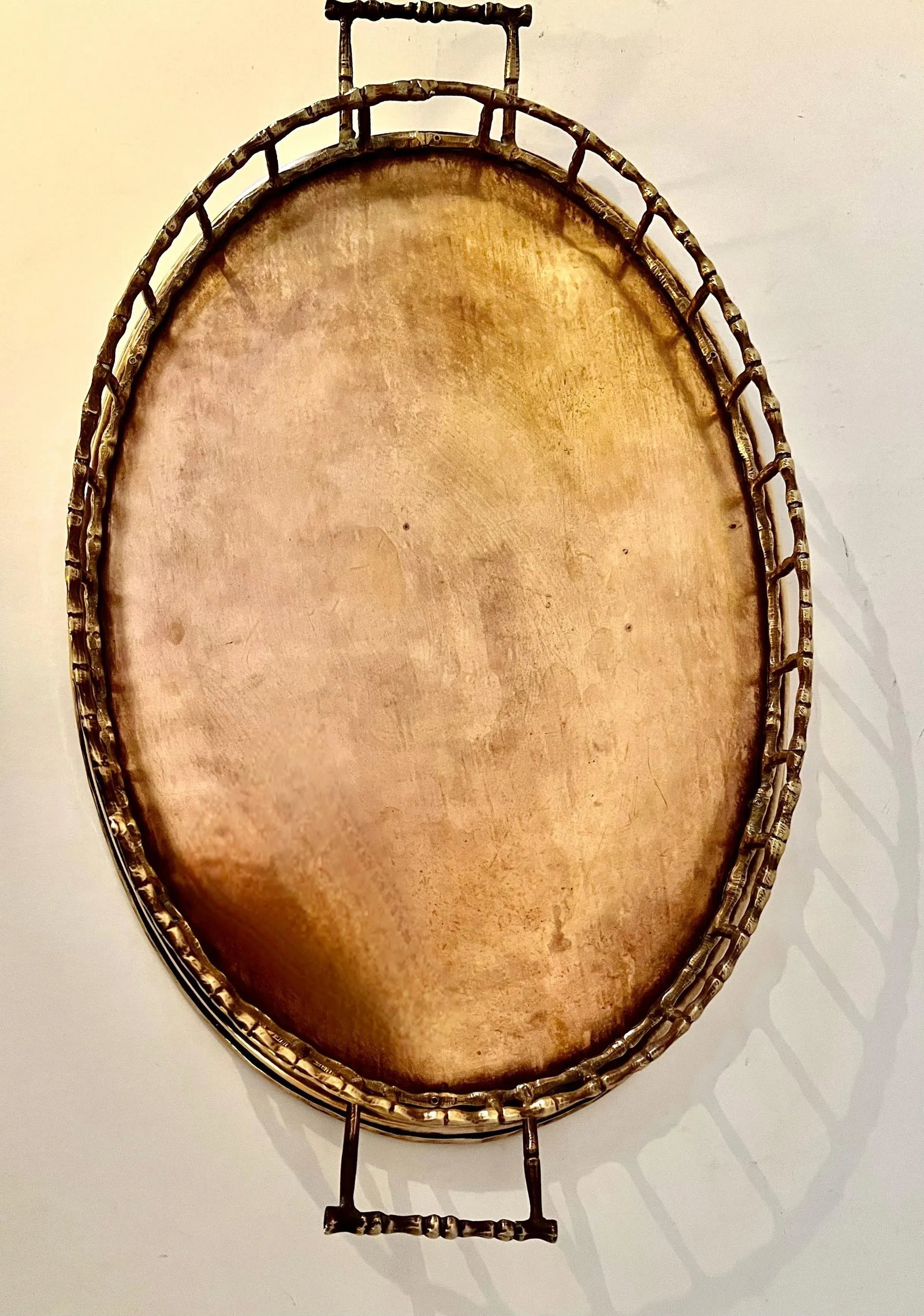 Oval Brass Bamboo Tray in the Style of Ralph Lauren - 2