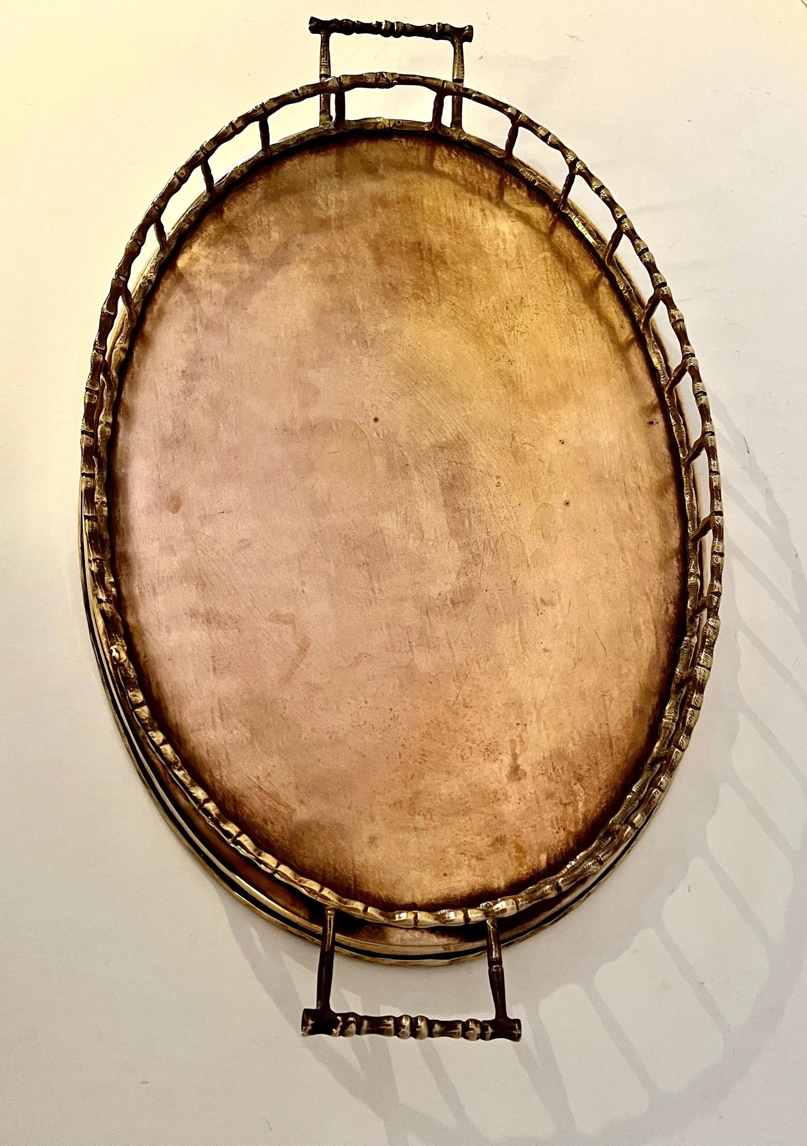Oval Brass Bamboo Tray in the Style of Ralph Lauren - 3