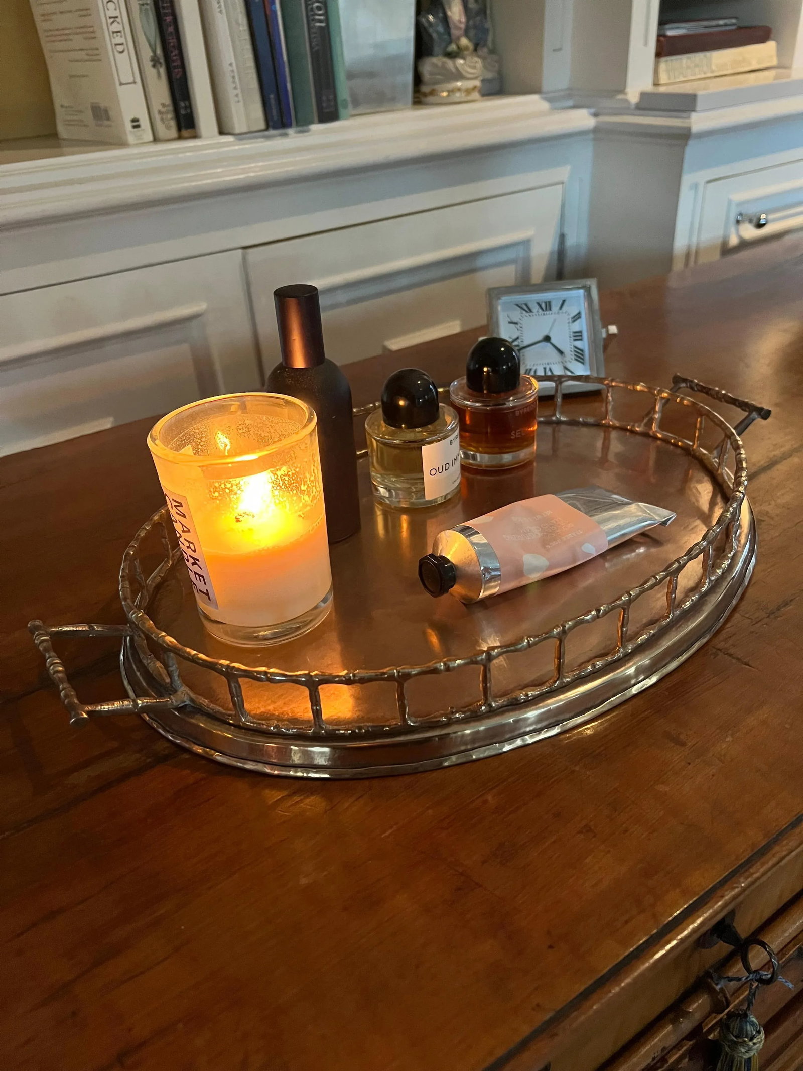 Oval Brass Bamboo Tray in the Style of Ralph Lauren - 5