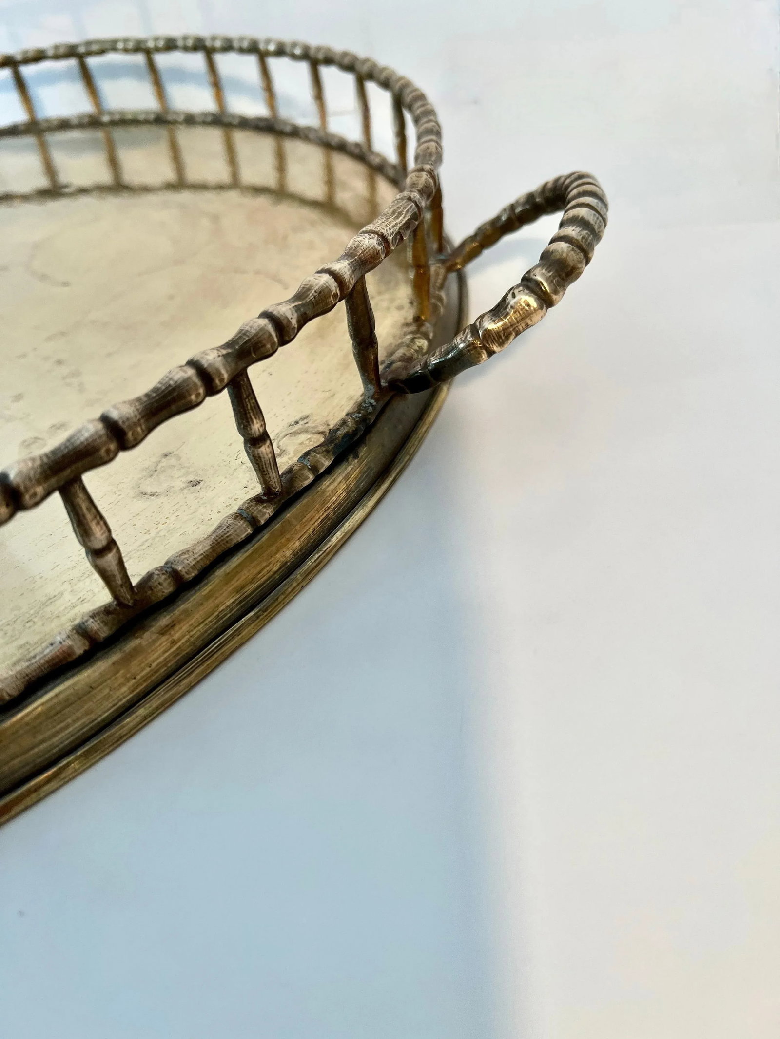 Oval Brass Bamboo Tray in the Style of Ralph Lauren - 7