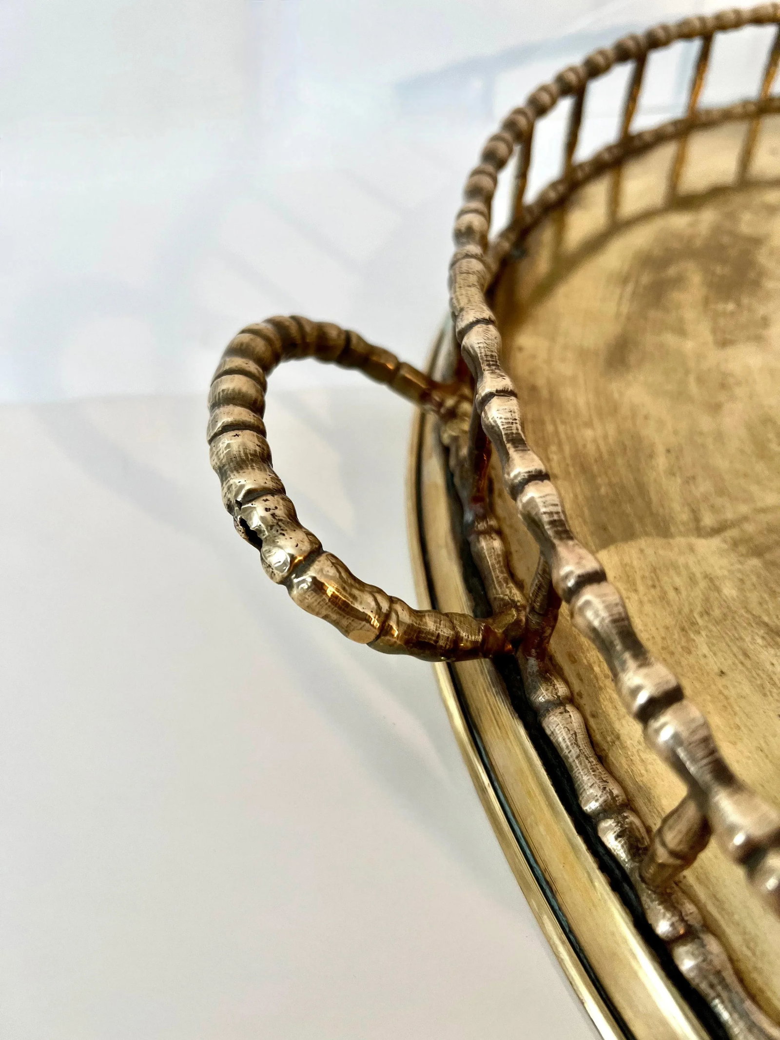 Oval Brass Bamboo Tray in the Style of Ralph Lauren - 8