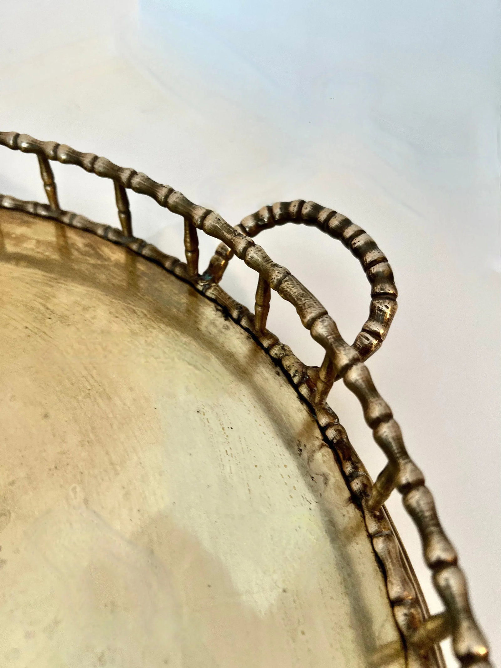 Oval Brass Bamboo Tray in the Style of Ralph Lauren - 9