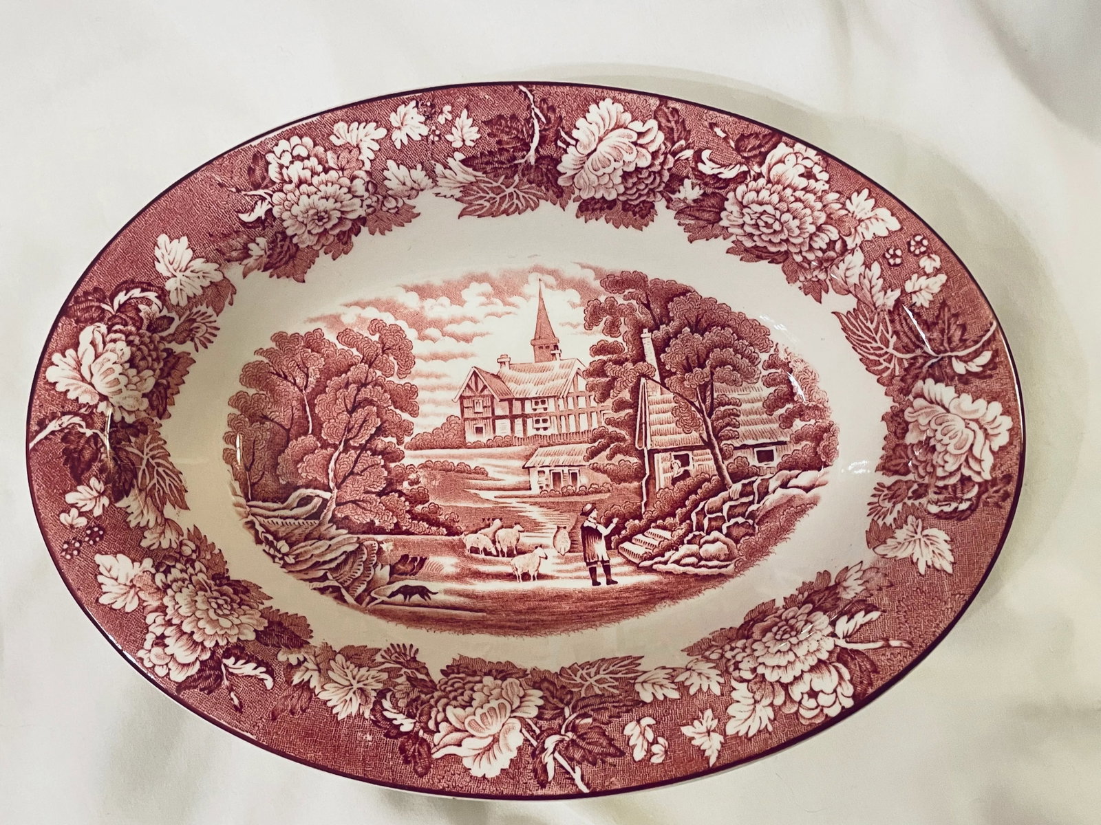 Antique Red Transferware Vegetables, Set of Two - 4