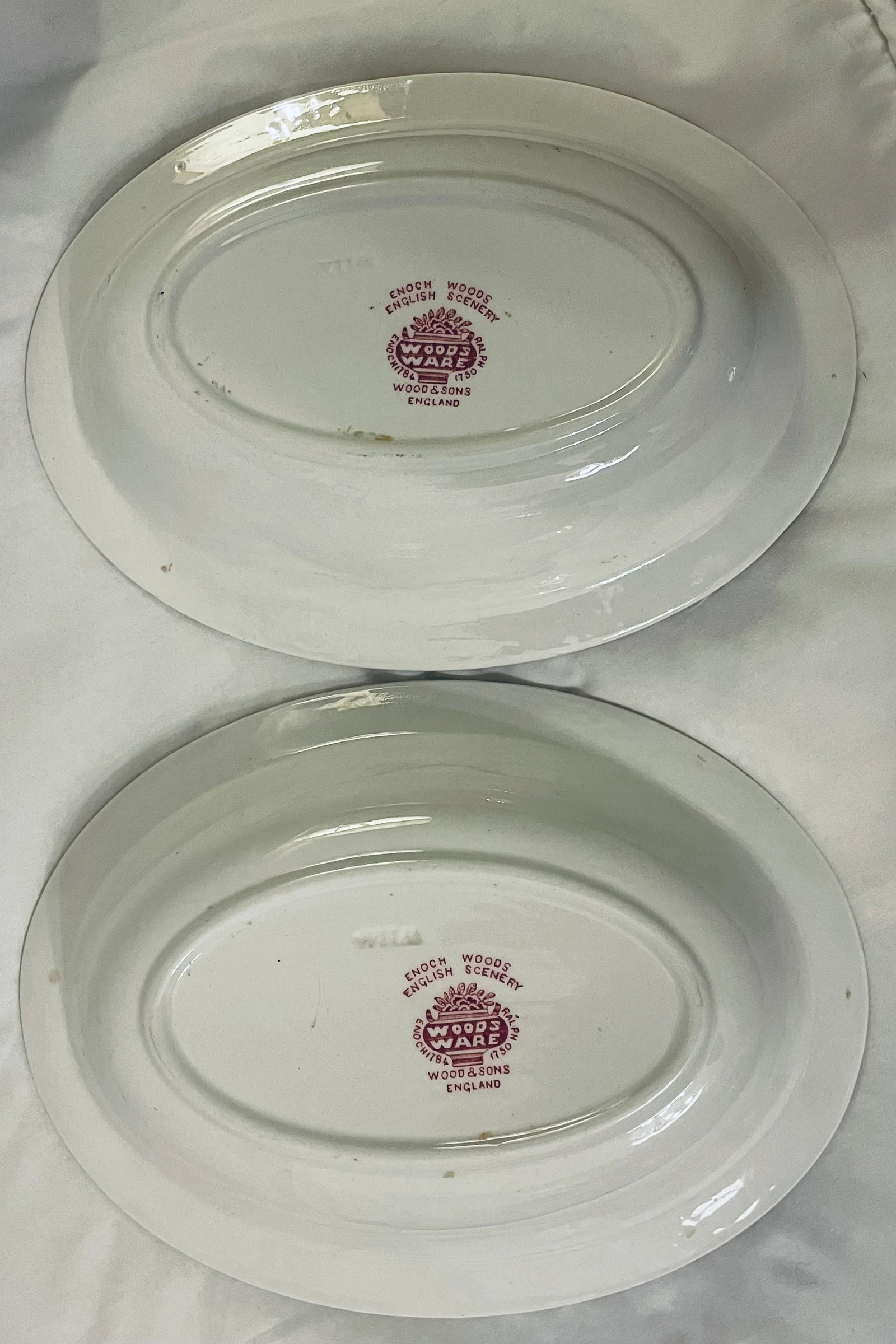 Antique Red Transferware Vegetables, Set of Two - 5