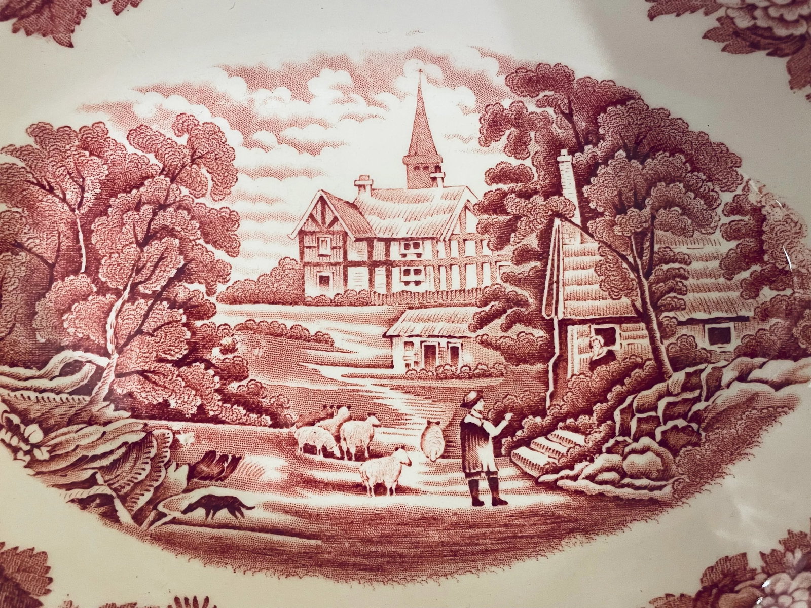 Antique Red Transferware Vegetables, Set of Two - 6