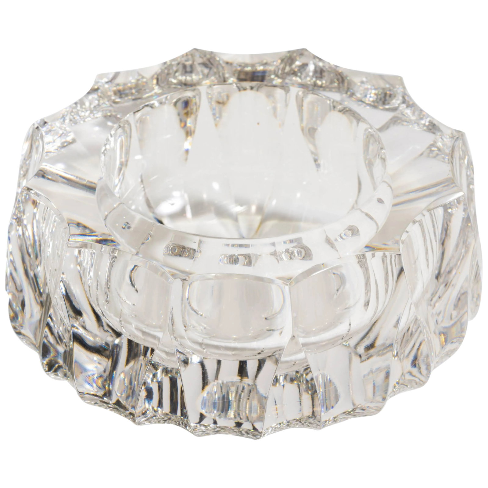 Carved Crystal Glass Ashtray (1 of 6)