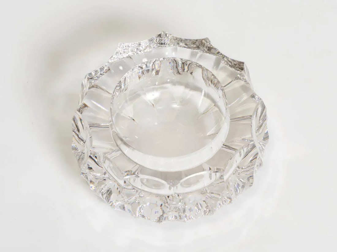 Carved Crystal Glass Ashtray - 4