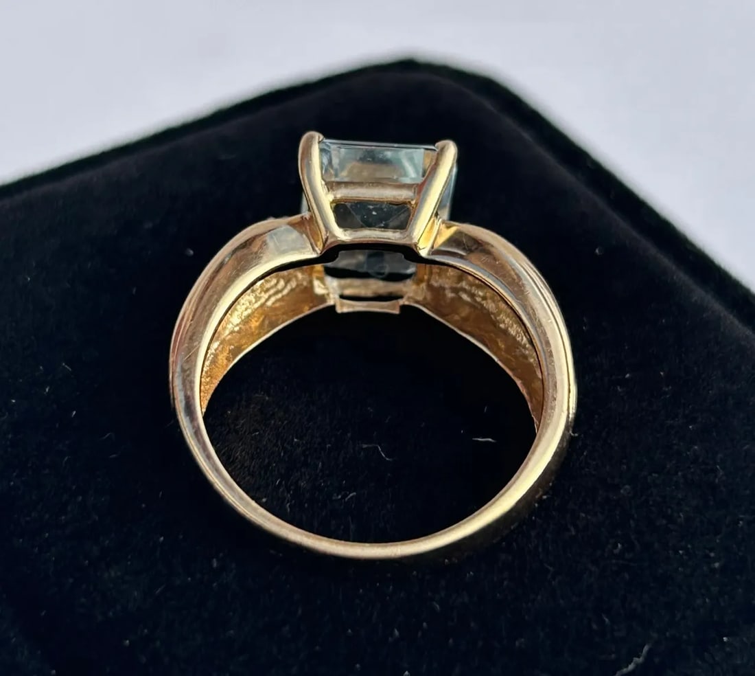 Designer Clyde Duneier Aquamarine & Diamond 14k Yellow Gold 2.7 Carat Ring Size 6.5 - 3