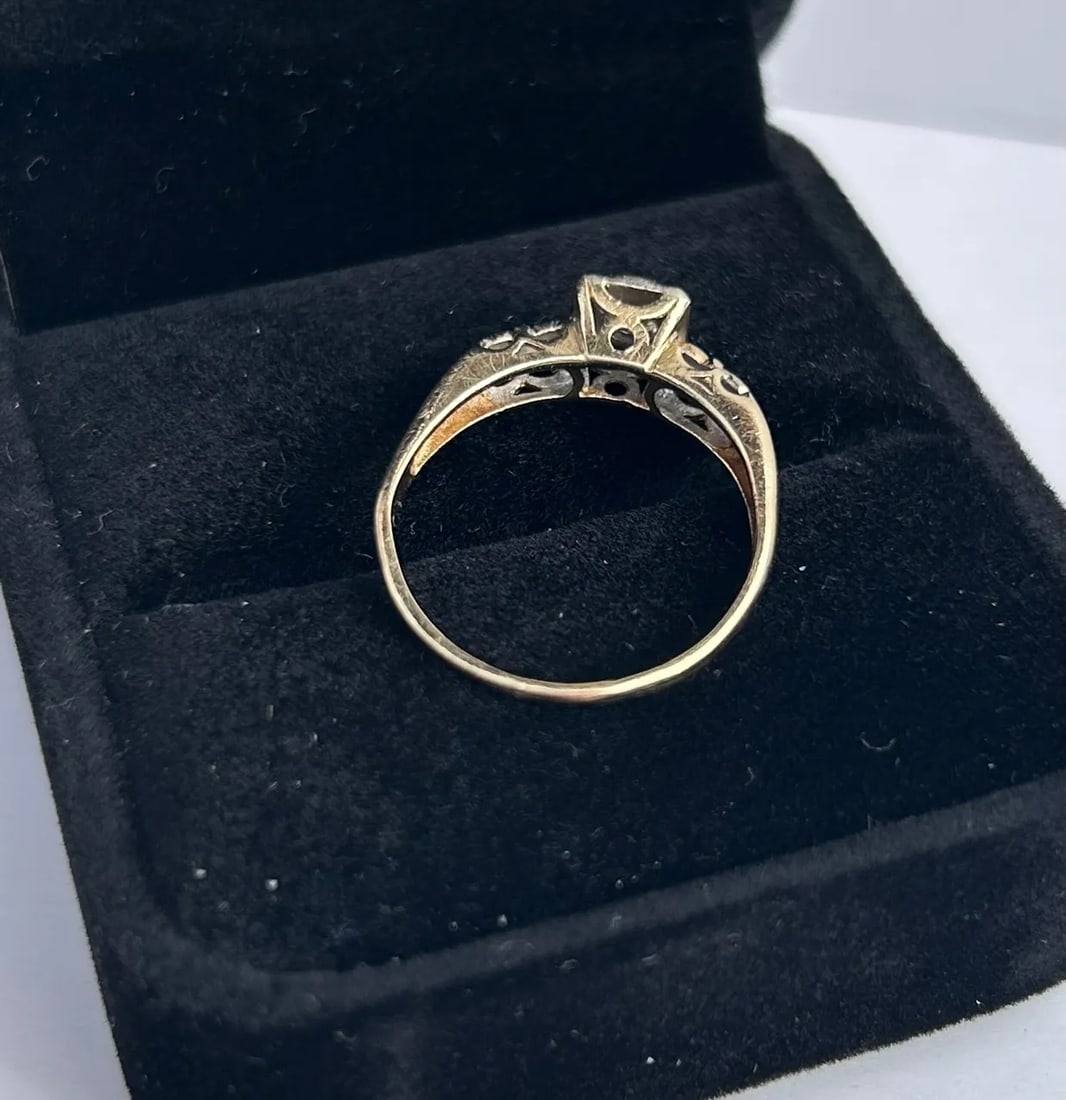Edwardian Diamond & 14k Yellow Gold Ring Size 6.5 - 3