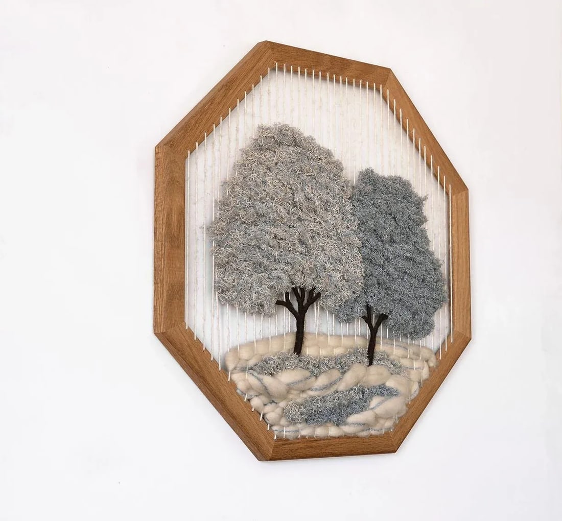 Vintage Mid-Century Vertical Strings Macrame Wallhanging - 10