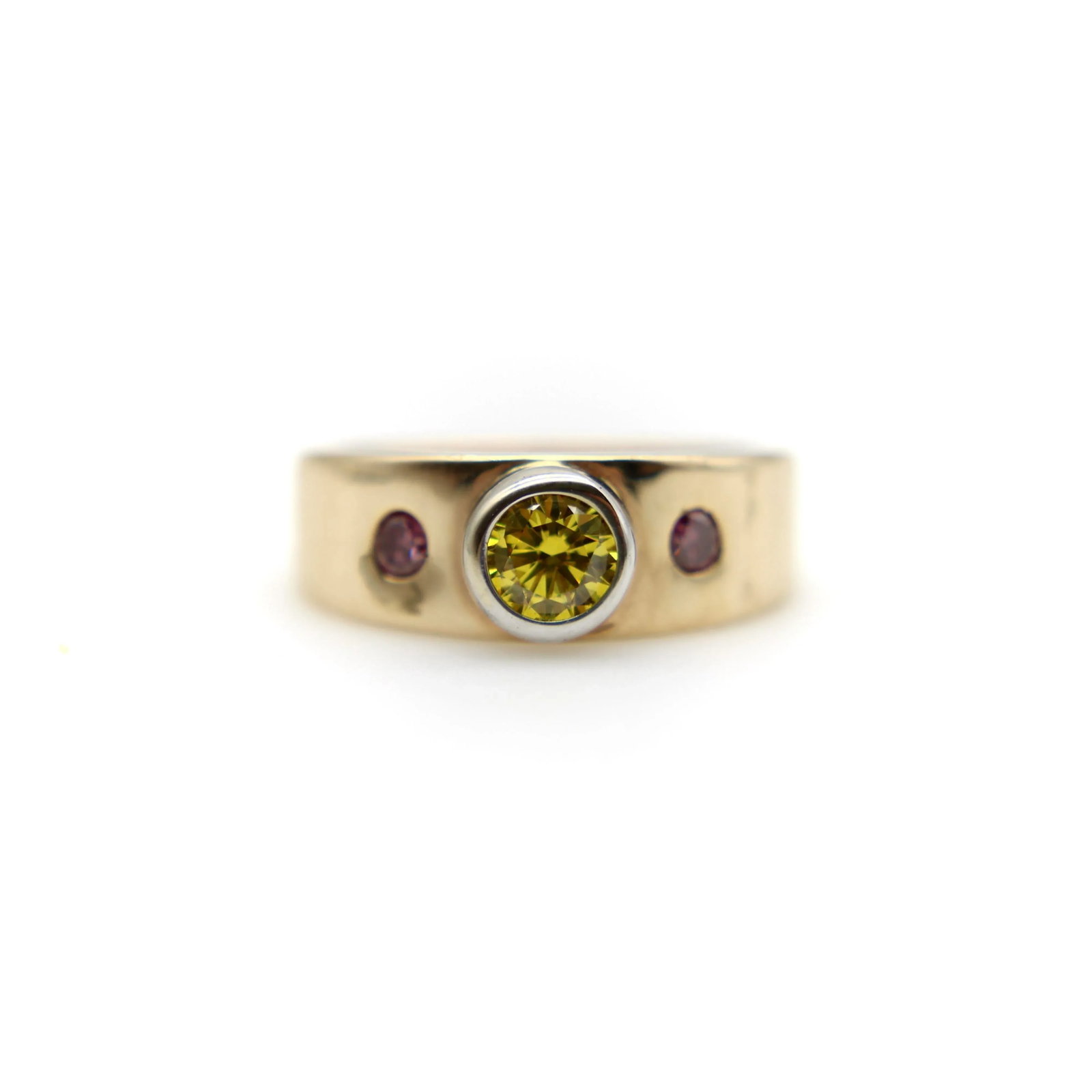 Mwm Goldsmithing 14k Gold Fancy Yellow and Pink Diamond Ring Size 6 - 3