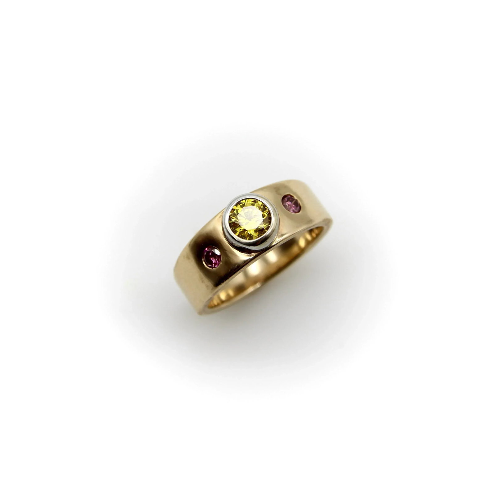 Mwm Goldsmithing 14k Gold Fancy Yellow and Pink Diamond Ring Size 6 - 4