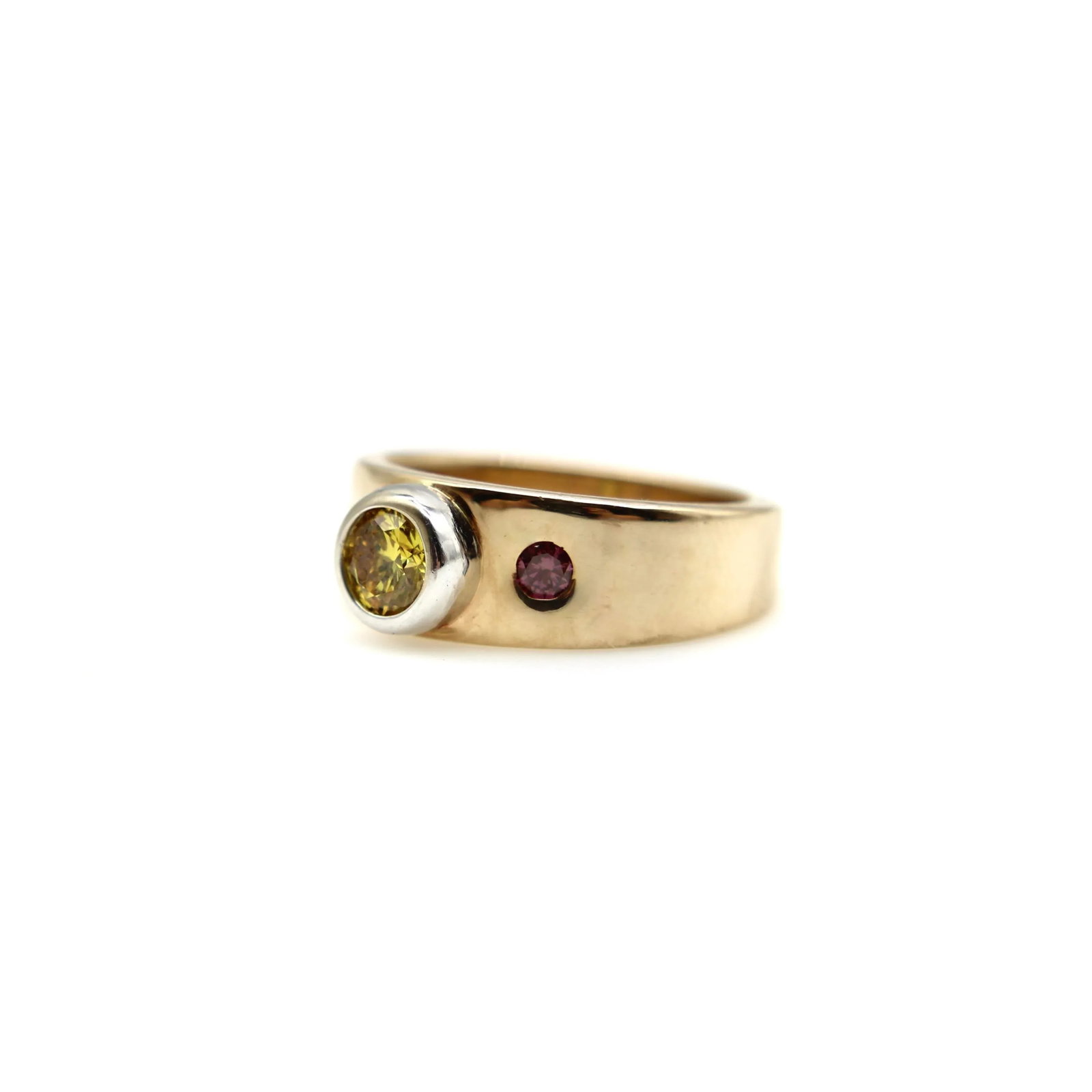 Mwm Goldsmithing 14k Gold Fancy Yellow and Pink Diamond Ring Size 6 - 5